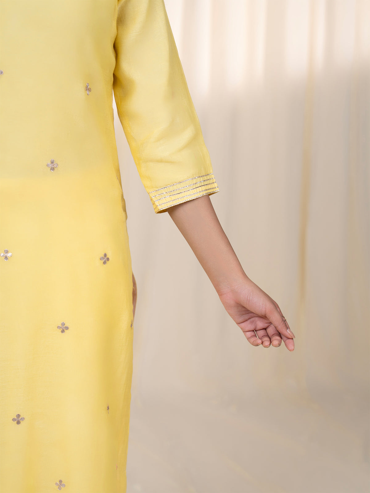 Chama-Cham Lemon Chanderi Kurta