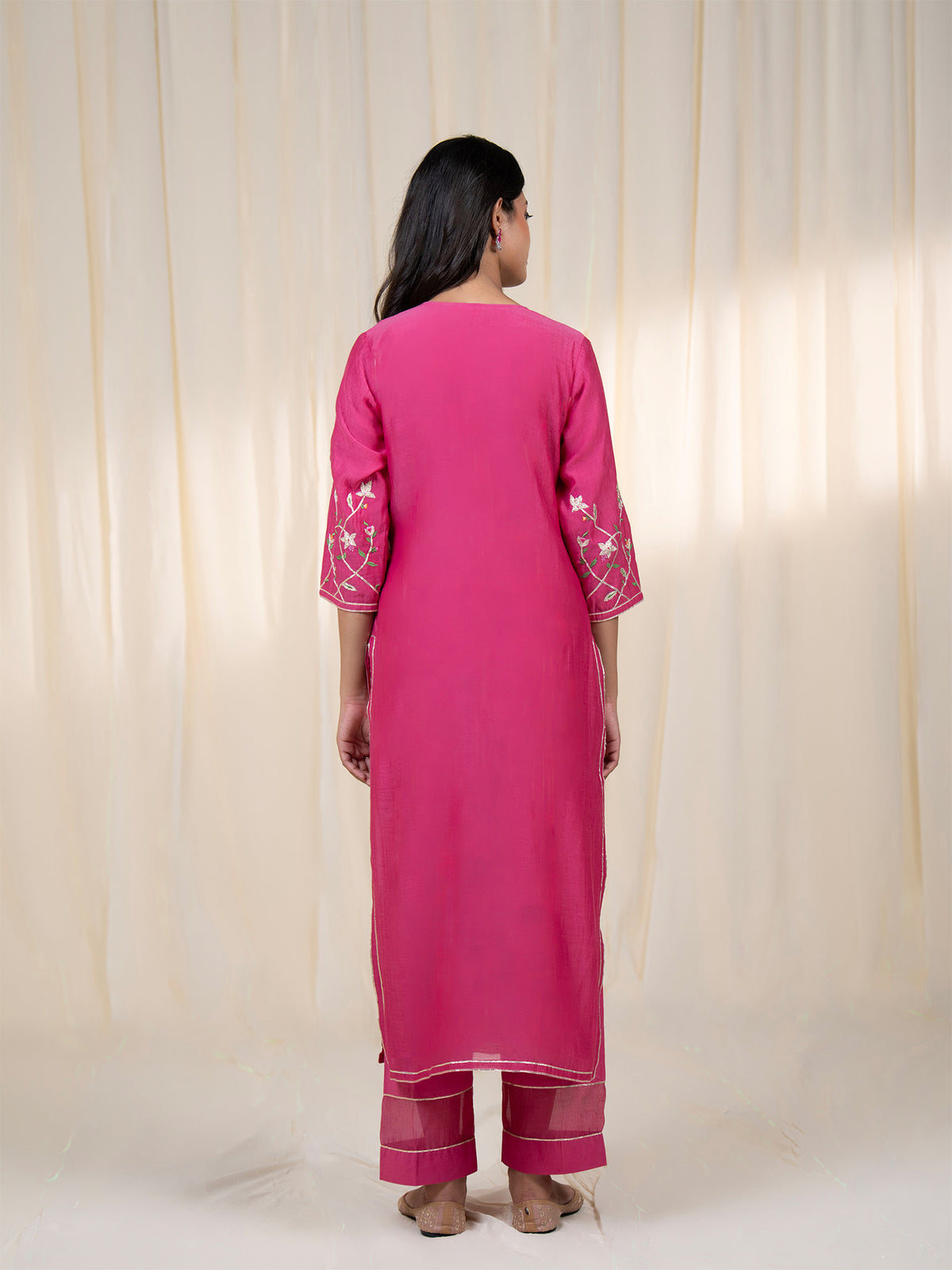 Chama-Cham Magenta Chanderi Kurta