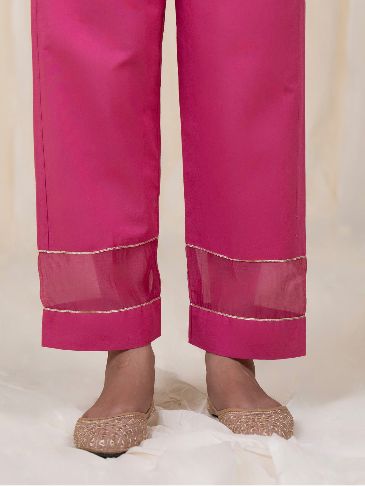 Chama-Cham Magenta Cotton Straight Pants