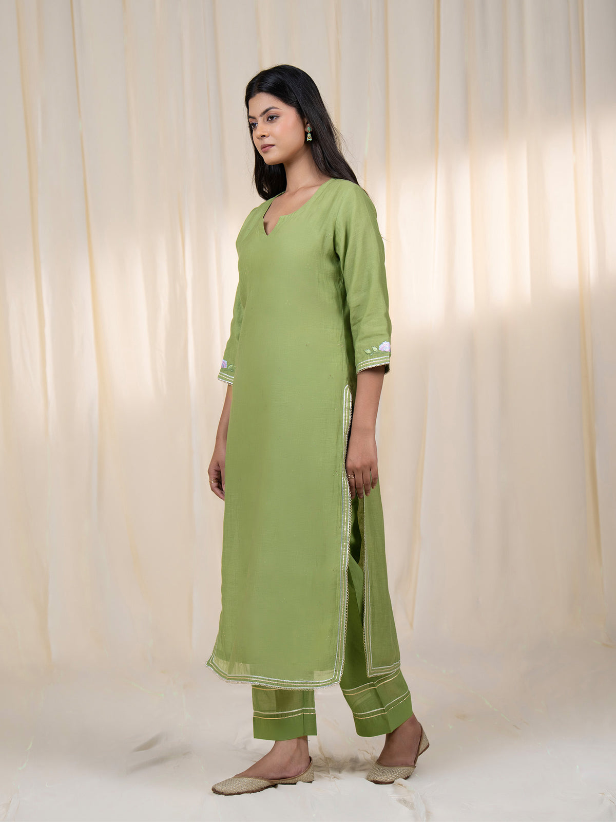 Chama-Cham Sage Chanderi Kurta