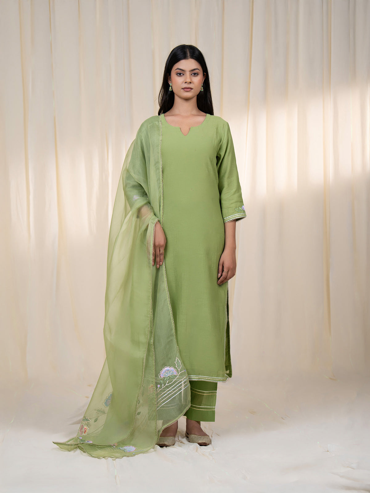 Chama-Cham Sage Chanderi Kurta
