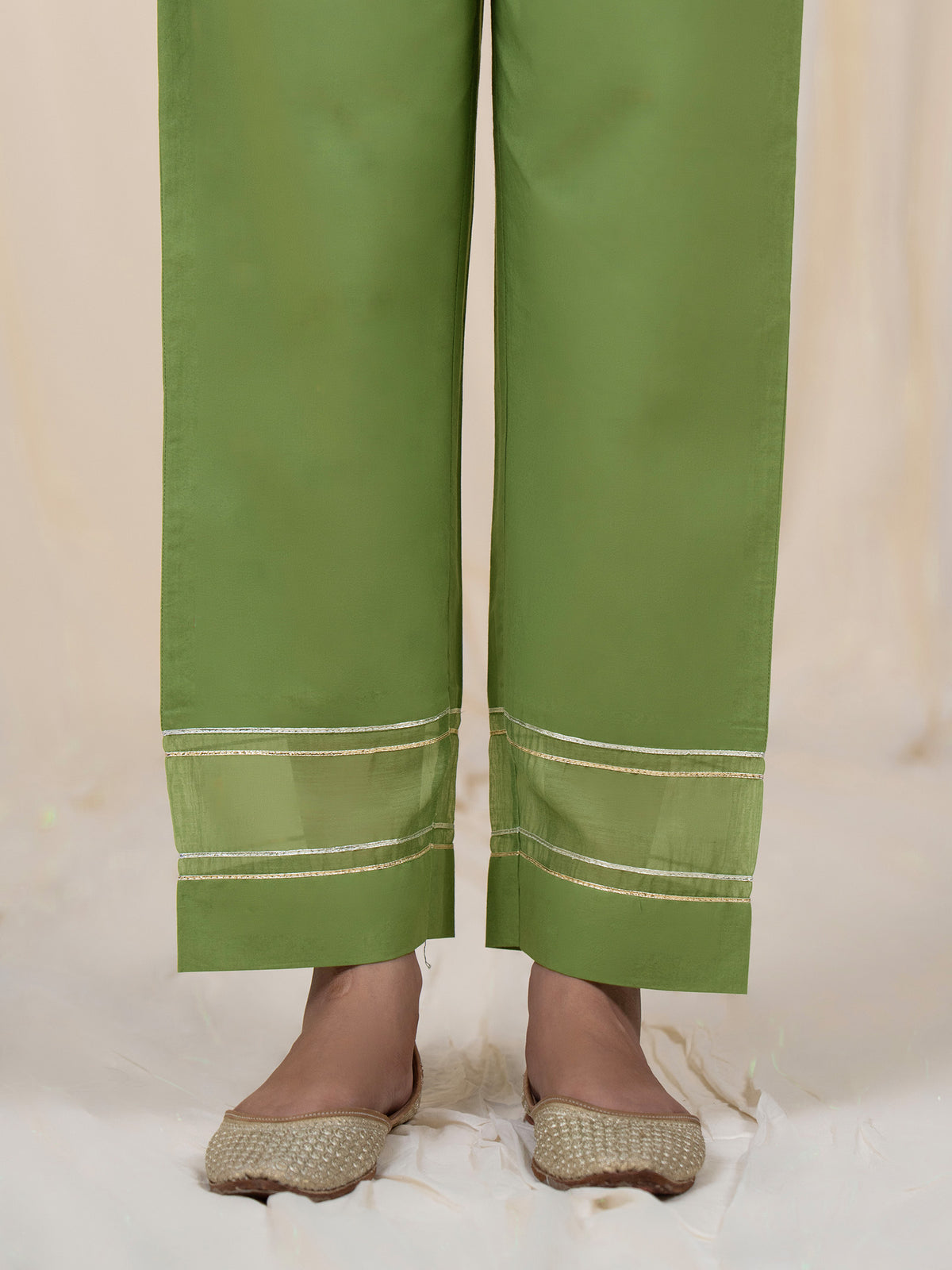Chama-Cham Sage Cotton Straight Pants