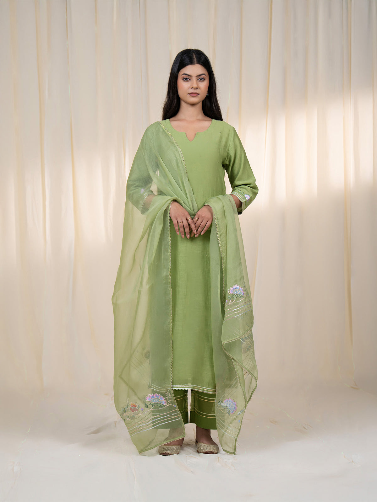 Chama-Cham Sage Chanderi Kurta