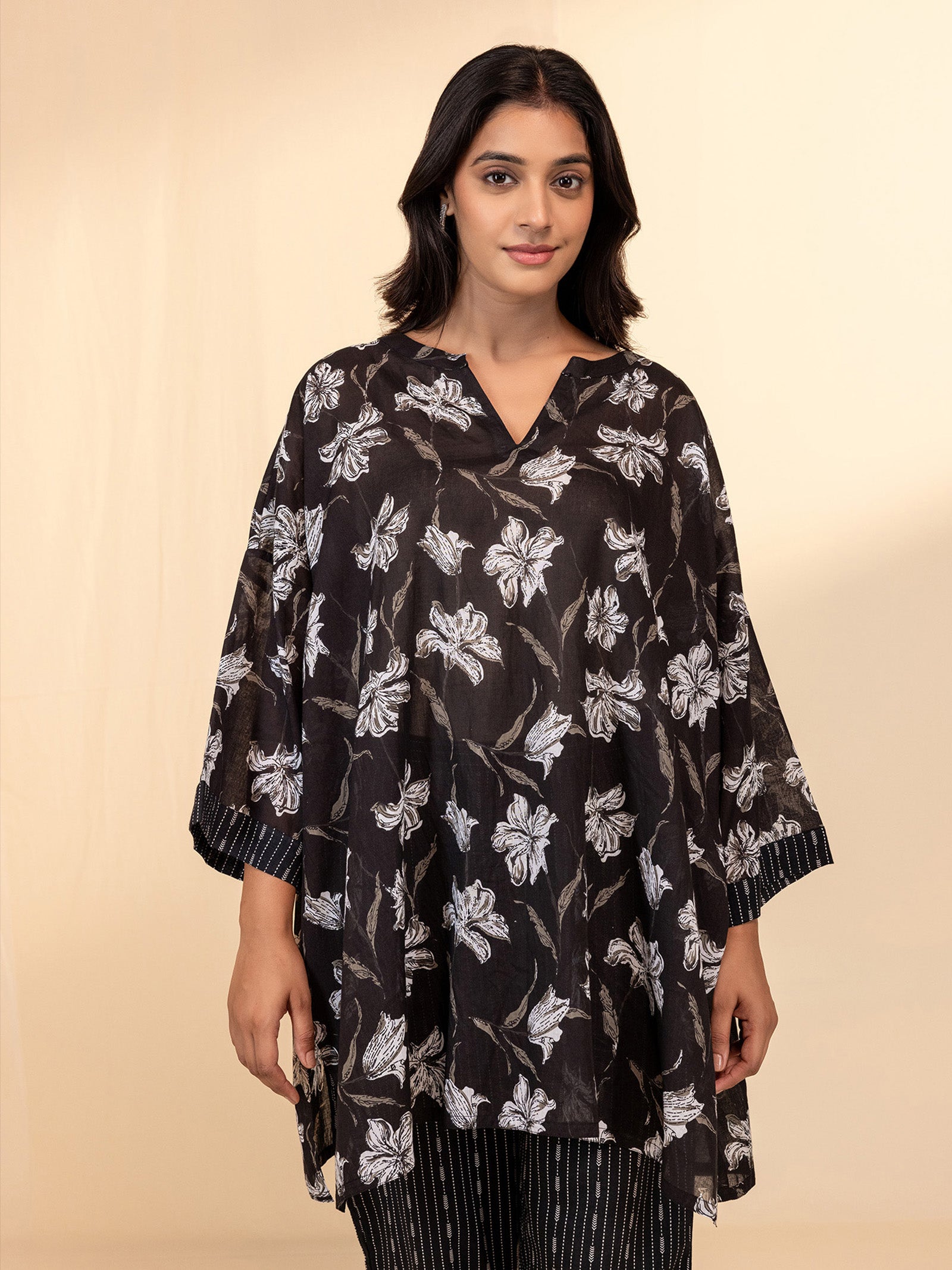 Charcoal Black Voile Tunic