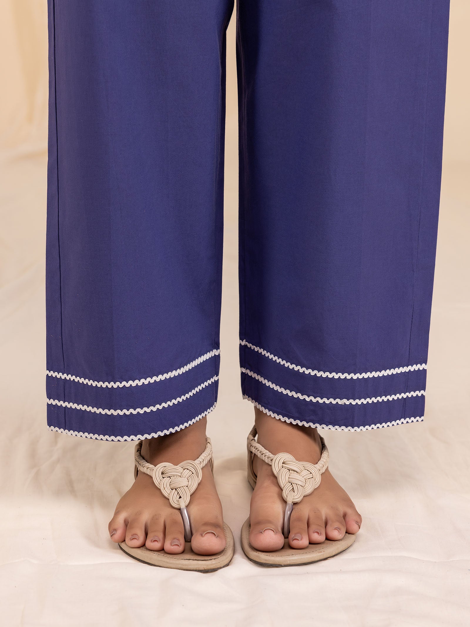 Colour Purple Cotton Straight Pant