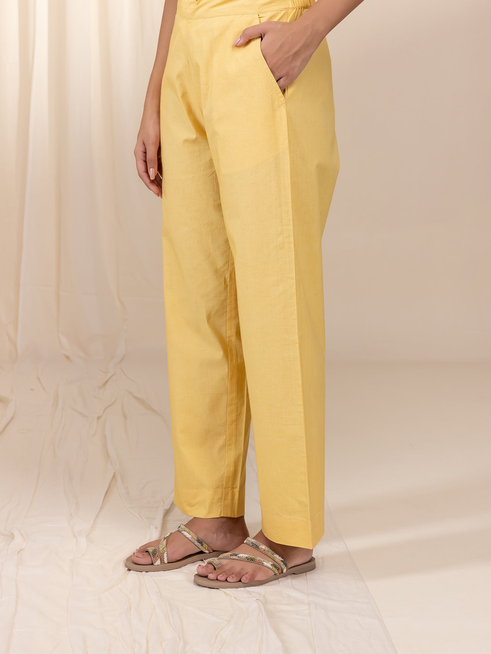 Coral Reef Cotton Straight Pants