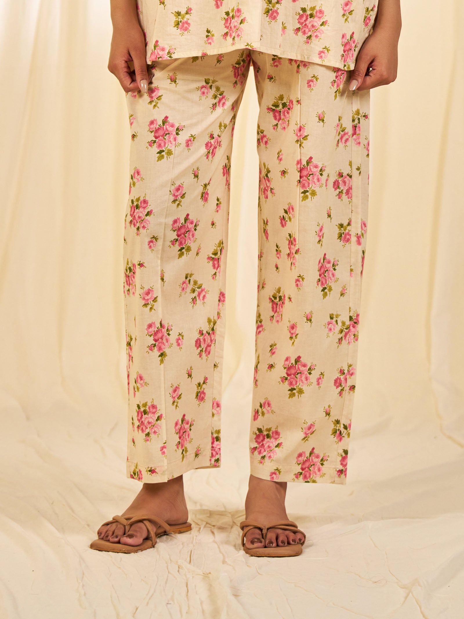 Cottage Rose Collared Cotton Night Suit