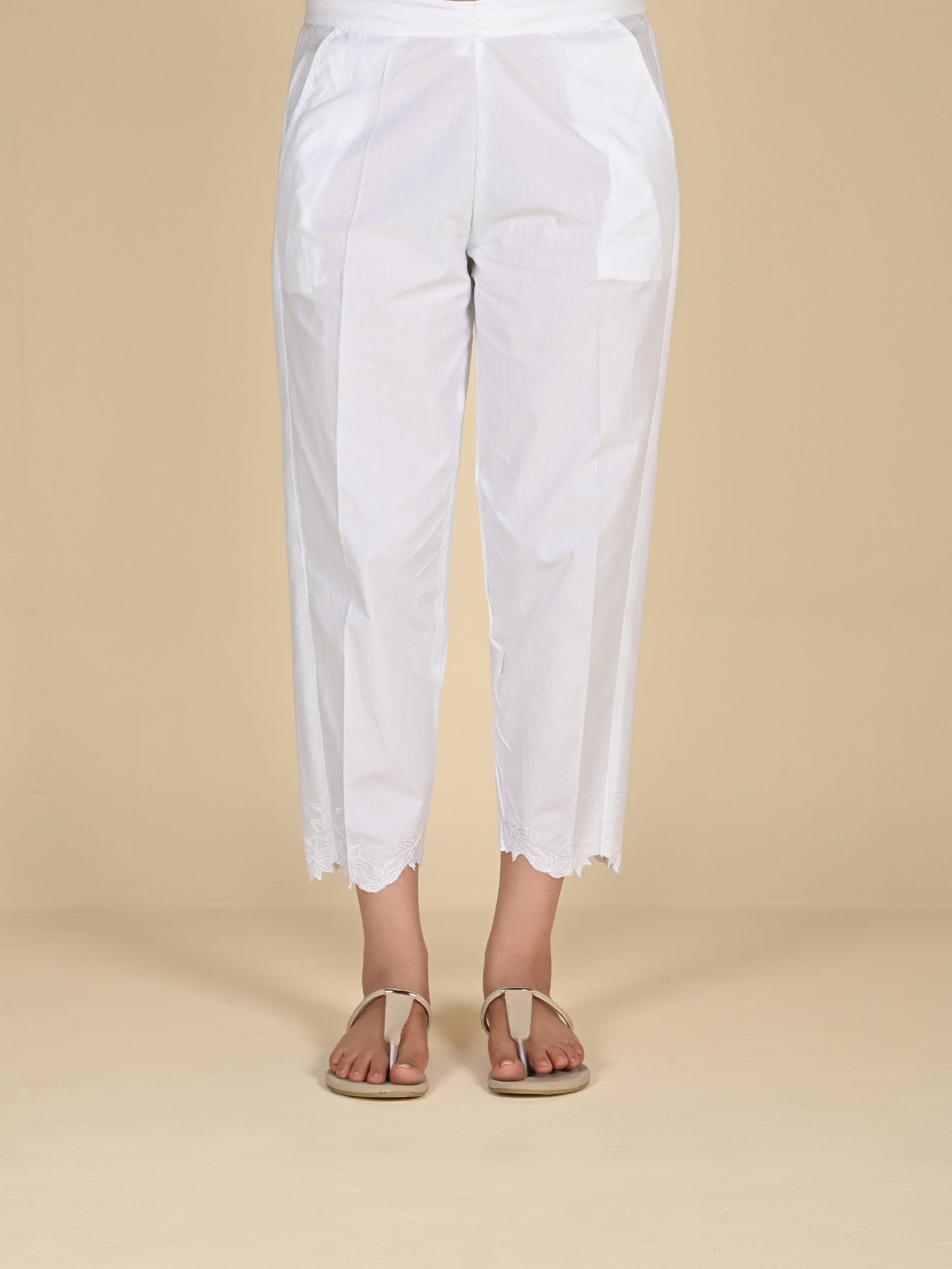 Cutwork White Cotton Seriously Short Pants