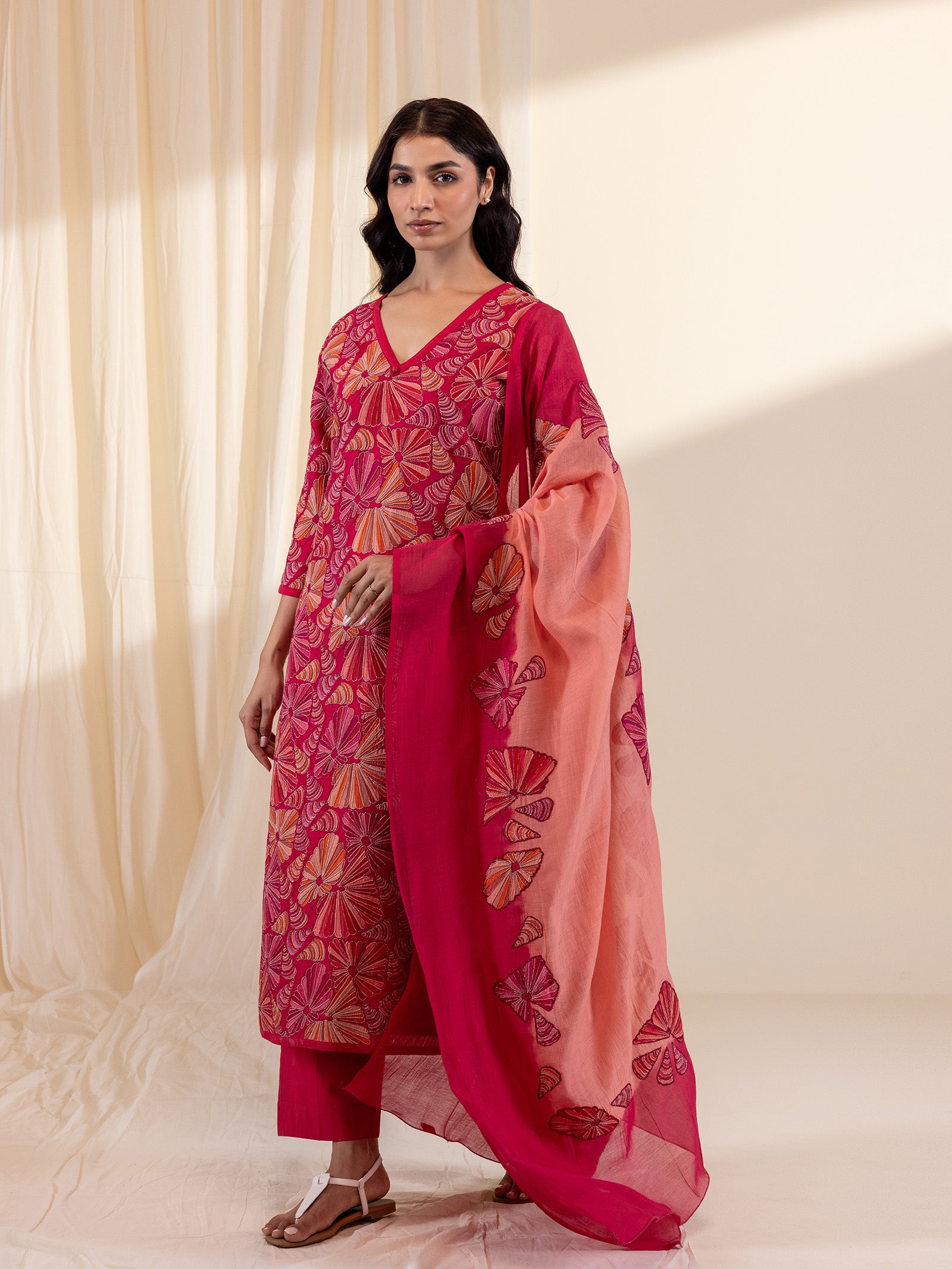 Sea Shells Chanderi Dupatta