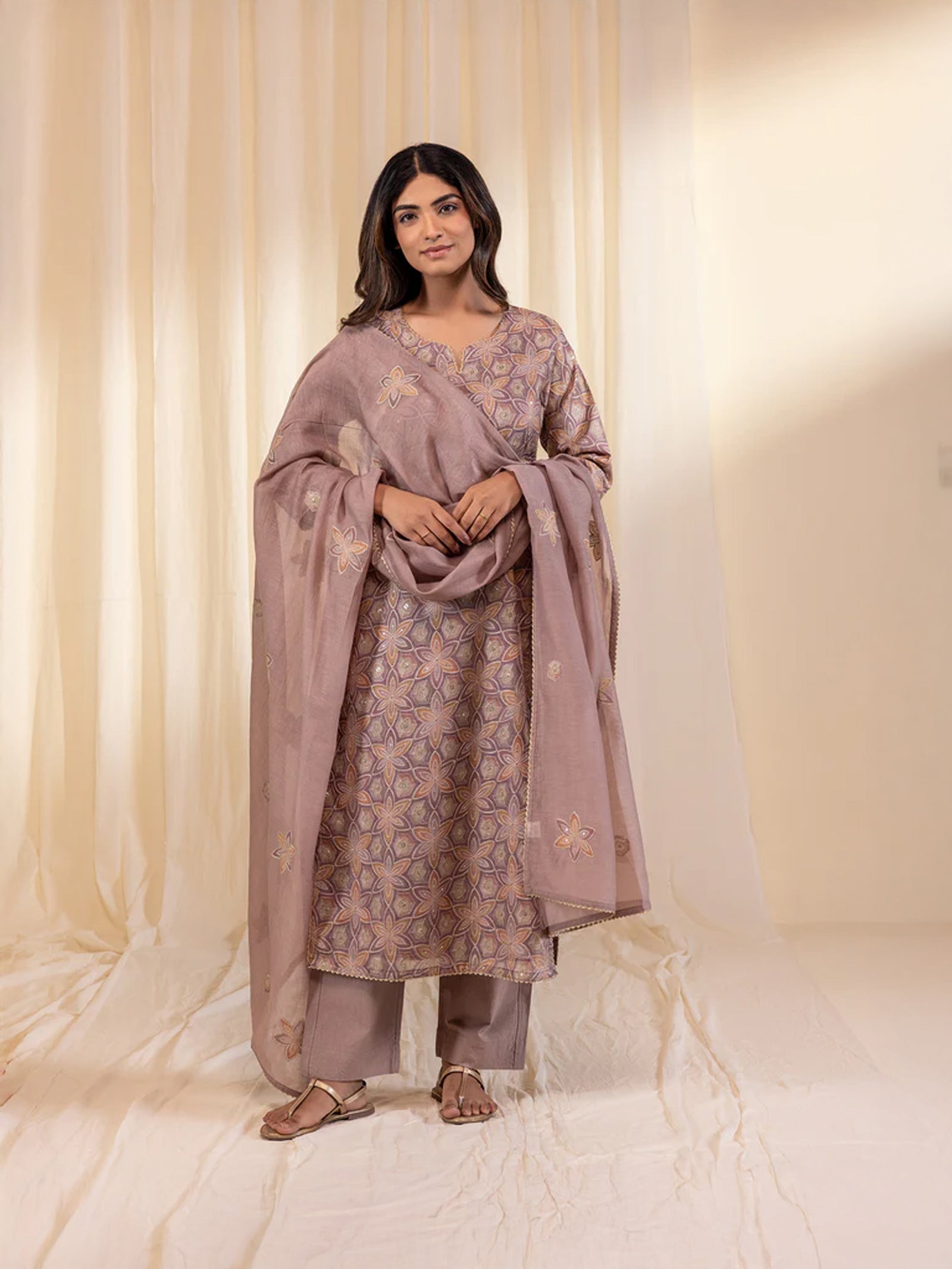 Celebration Mauve Chanderi Dupatta