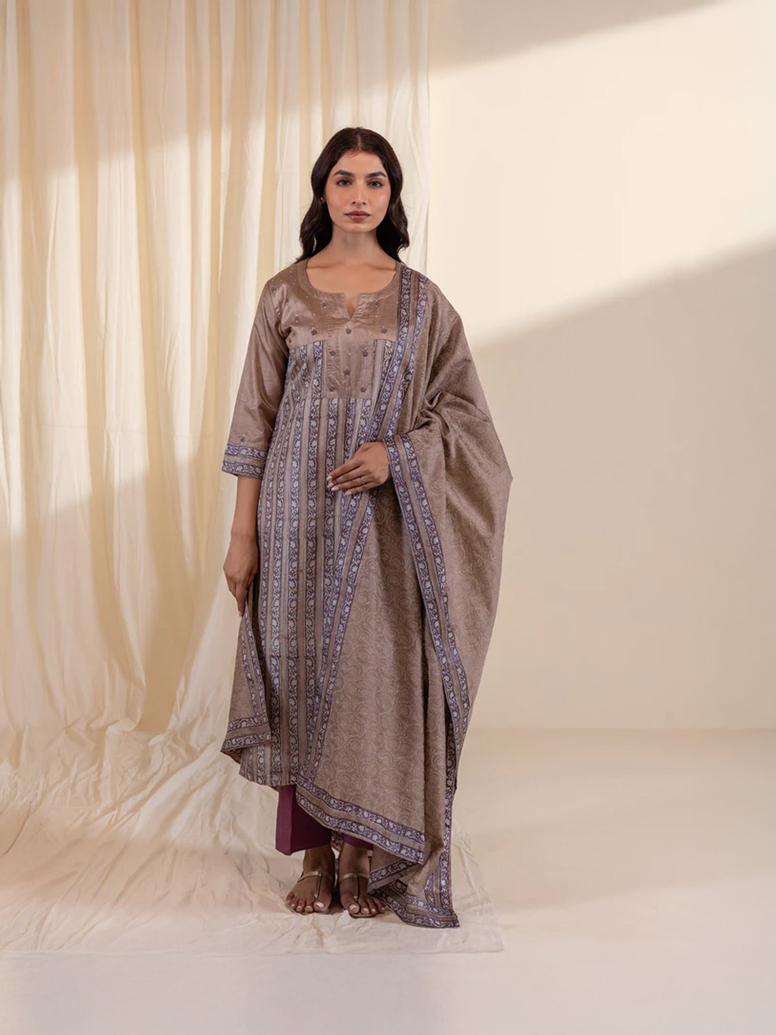Chocolate Chanderi Dupatta