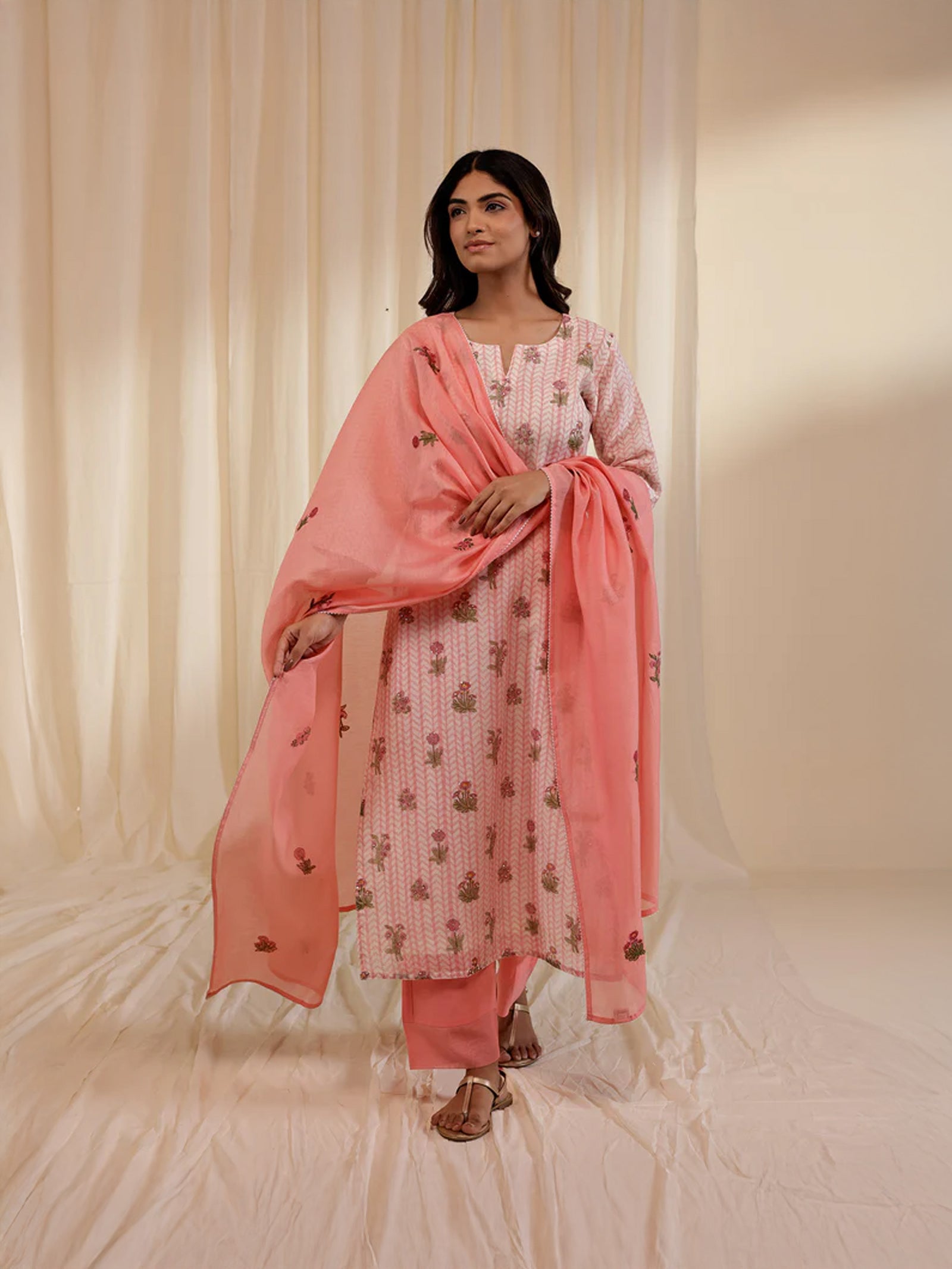 Fussy Fusion Peach Chanderi Dupatta
