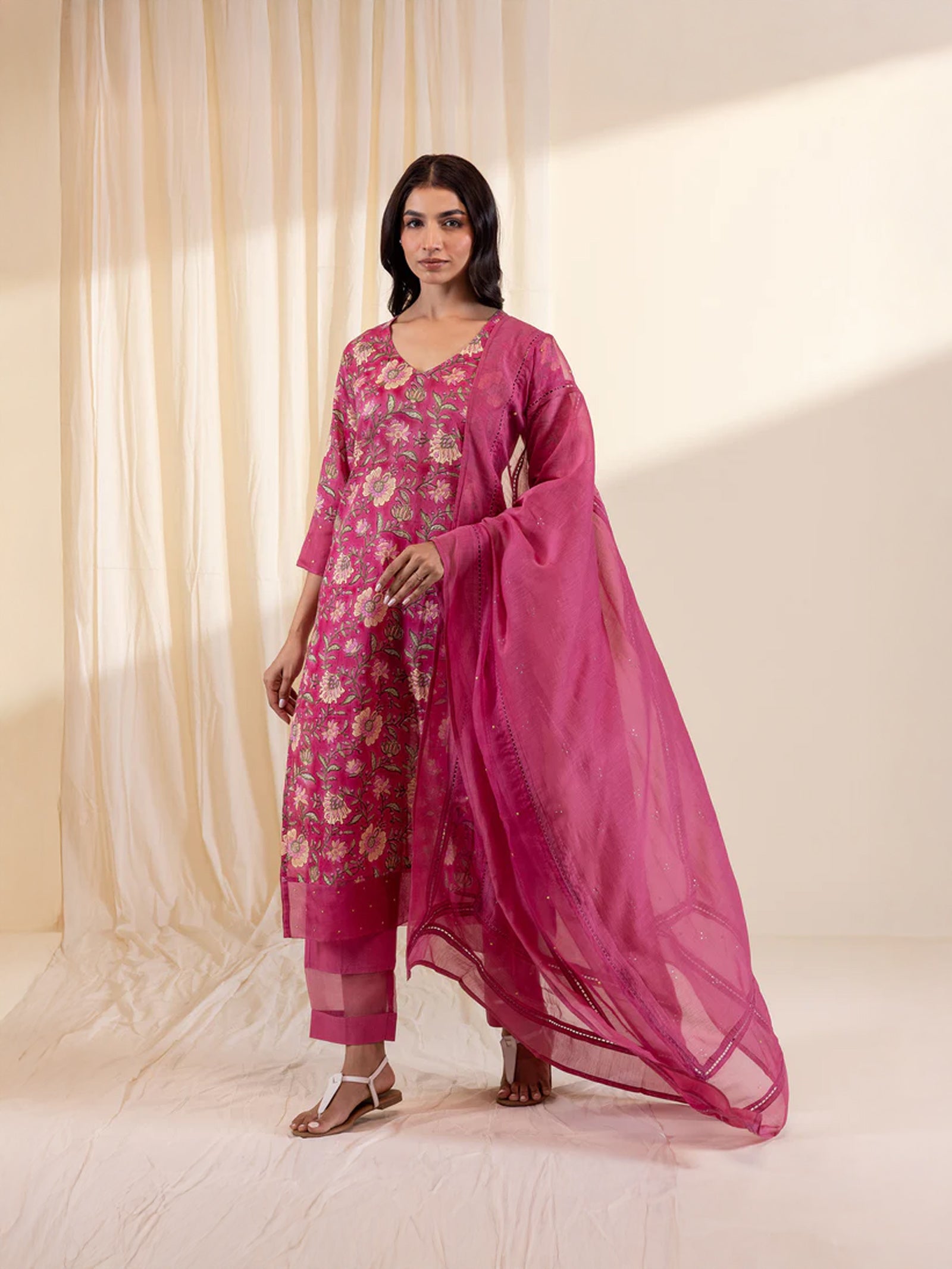 Pink Poison Chanderi Dupatta