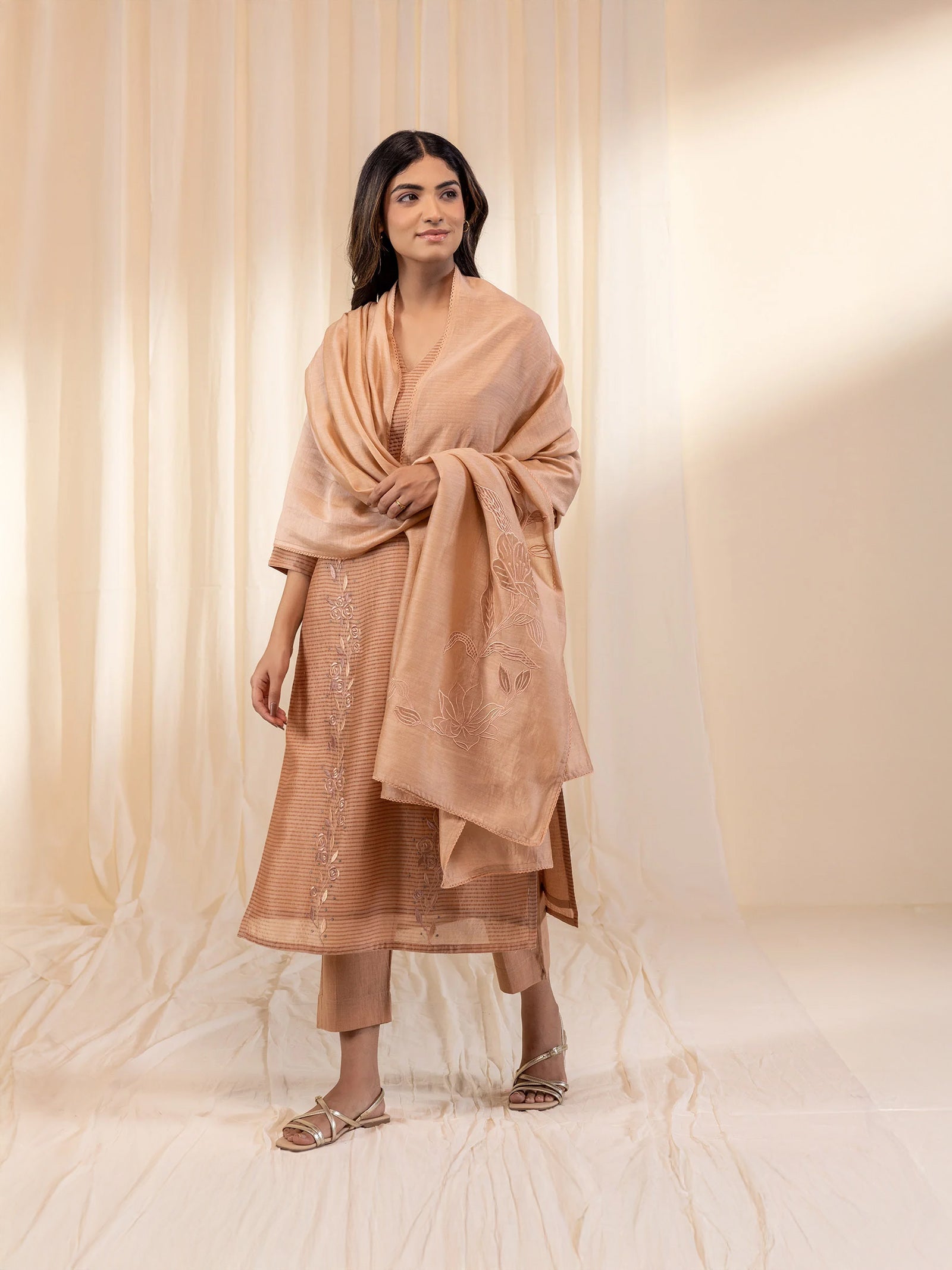 Skin Tones Honey Chanderi Dupatta