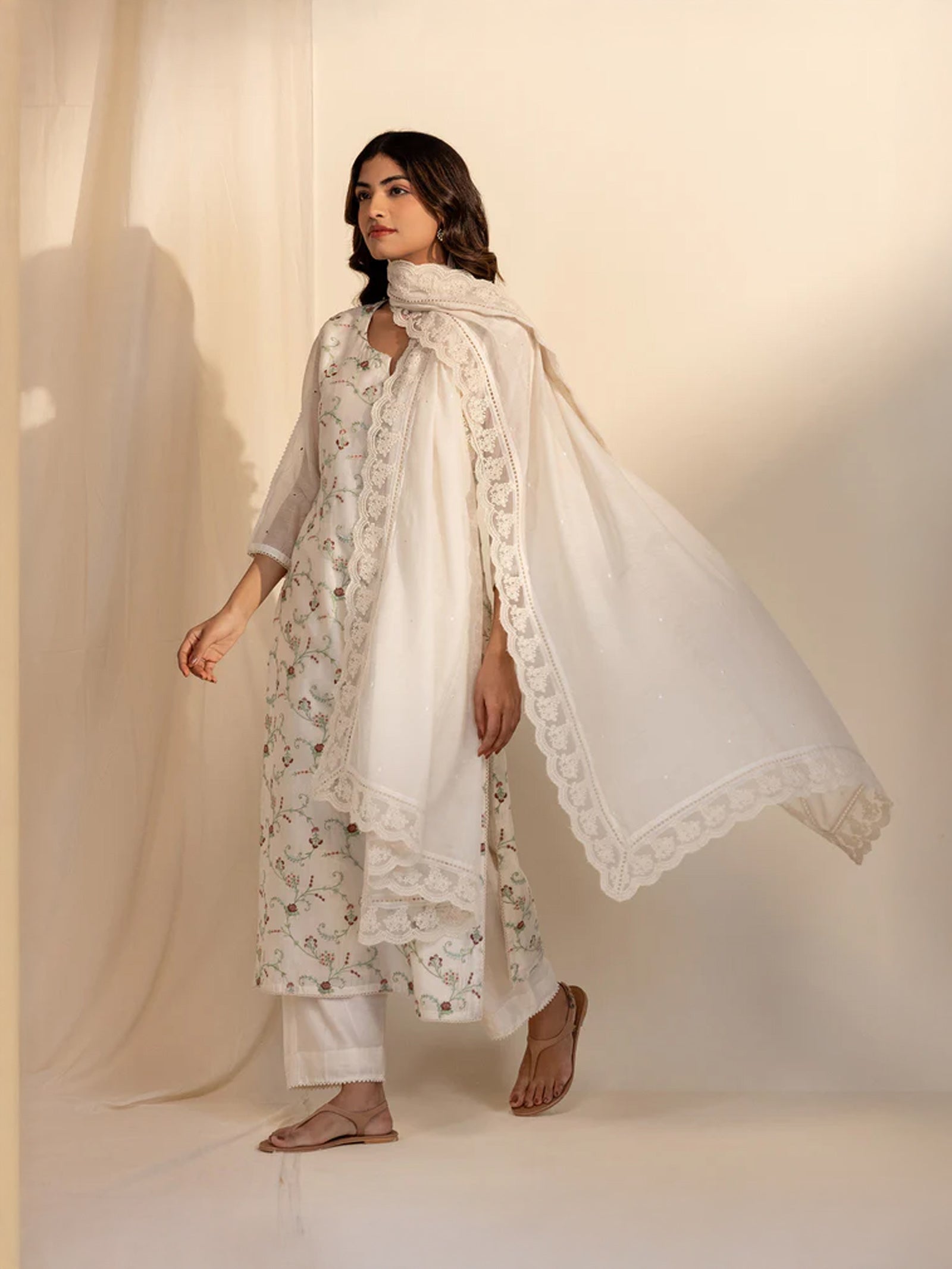 Skin Tones Ivory Chanderi Dupatta