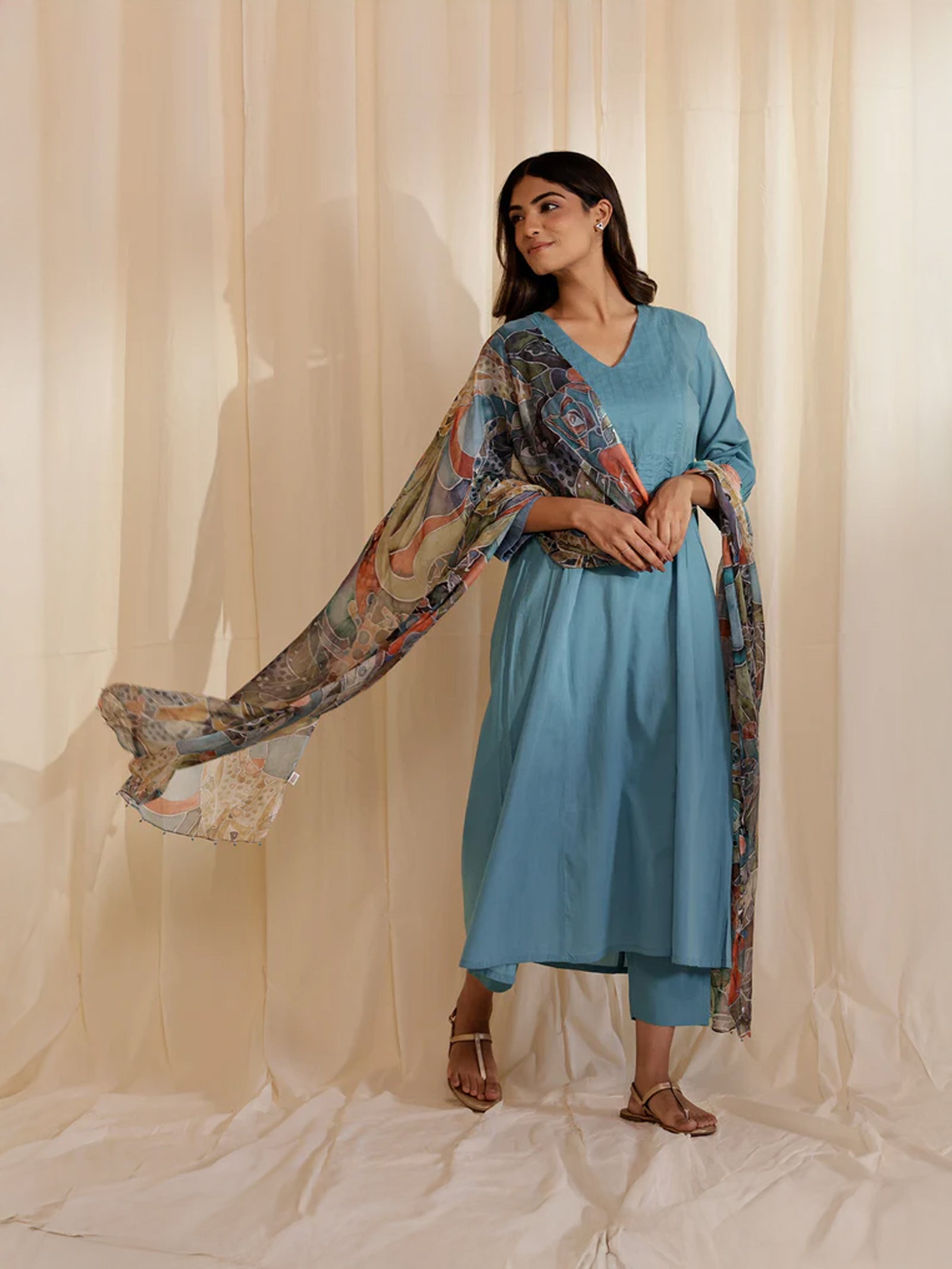 Trance Busy Blue Chiffon Dupatta