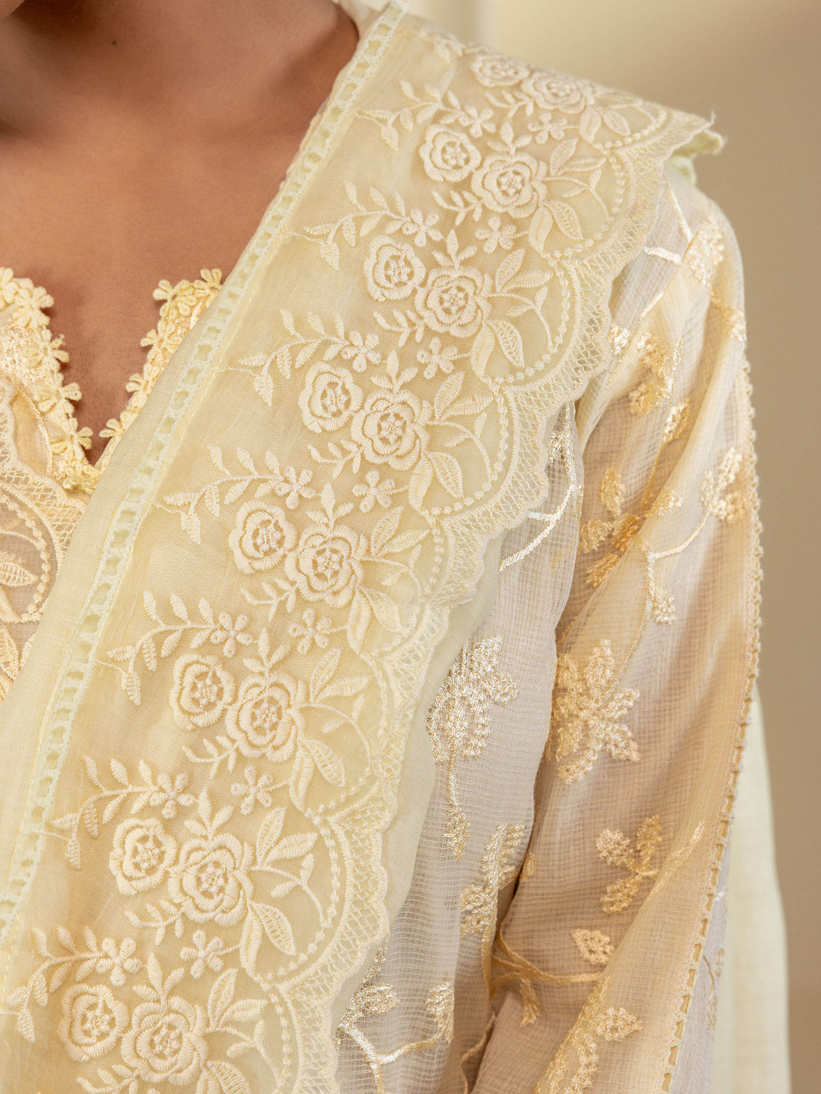 Kota Jaal Lemon Chanderi Dupatta