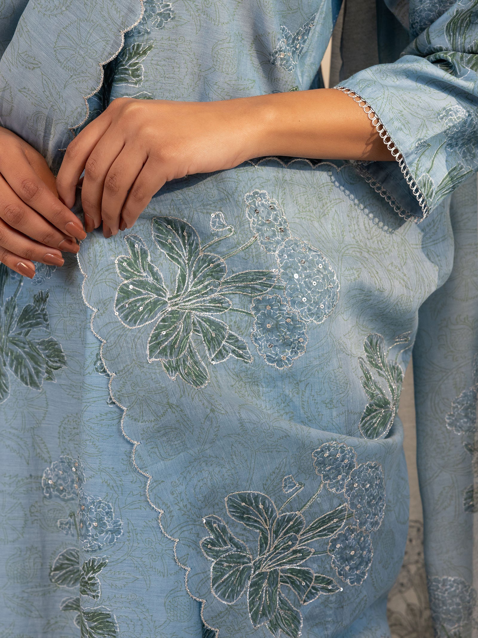Silver Smith Blue Chanderi Dupatta