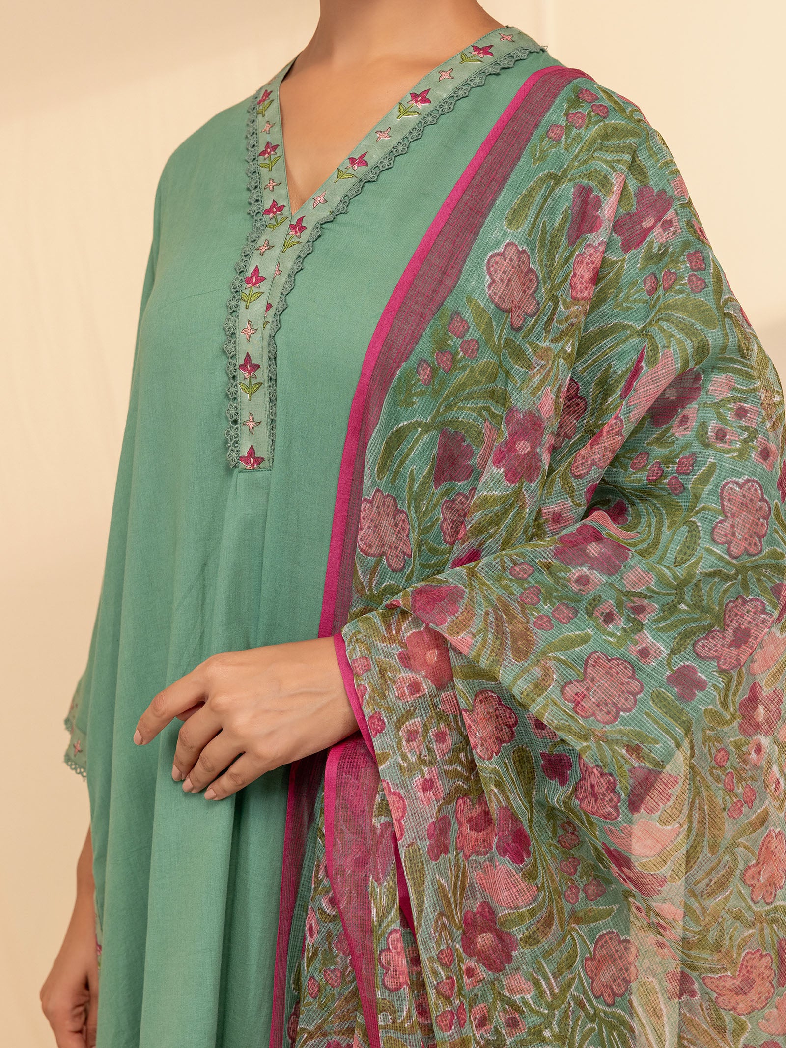 Sketch Book Green Kota Dupatta