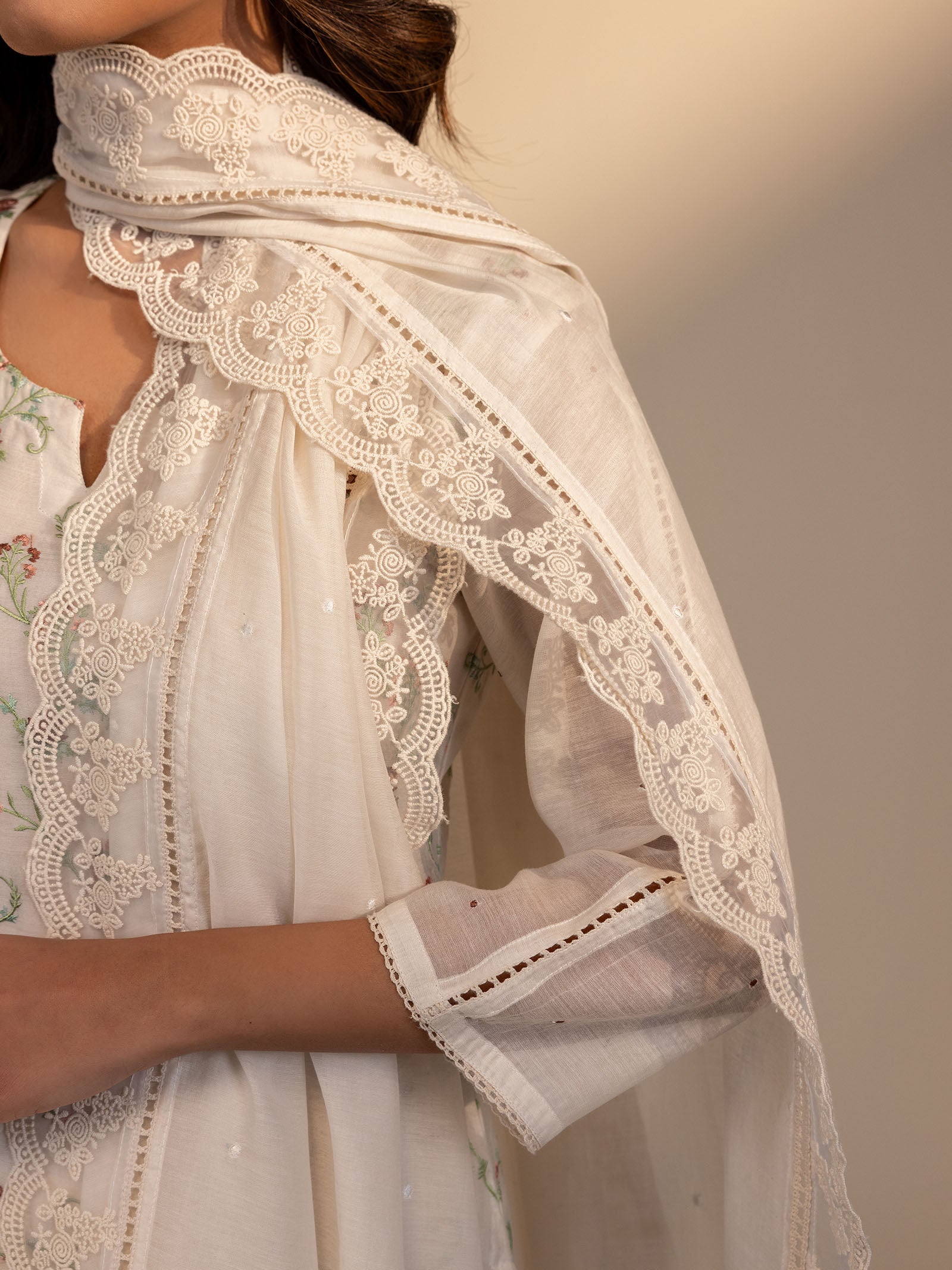Skin Tones Ivory Chanderi Dupatta