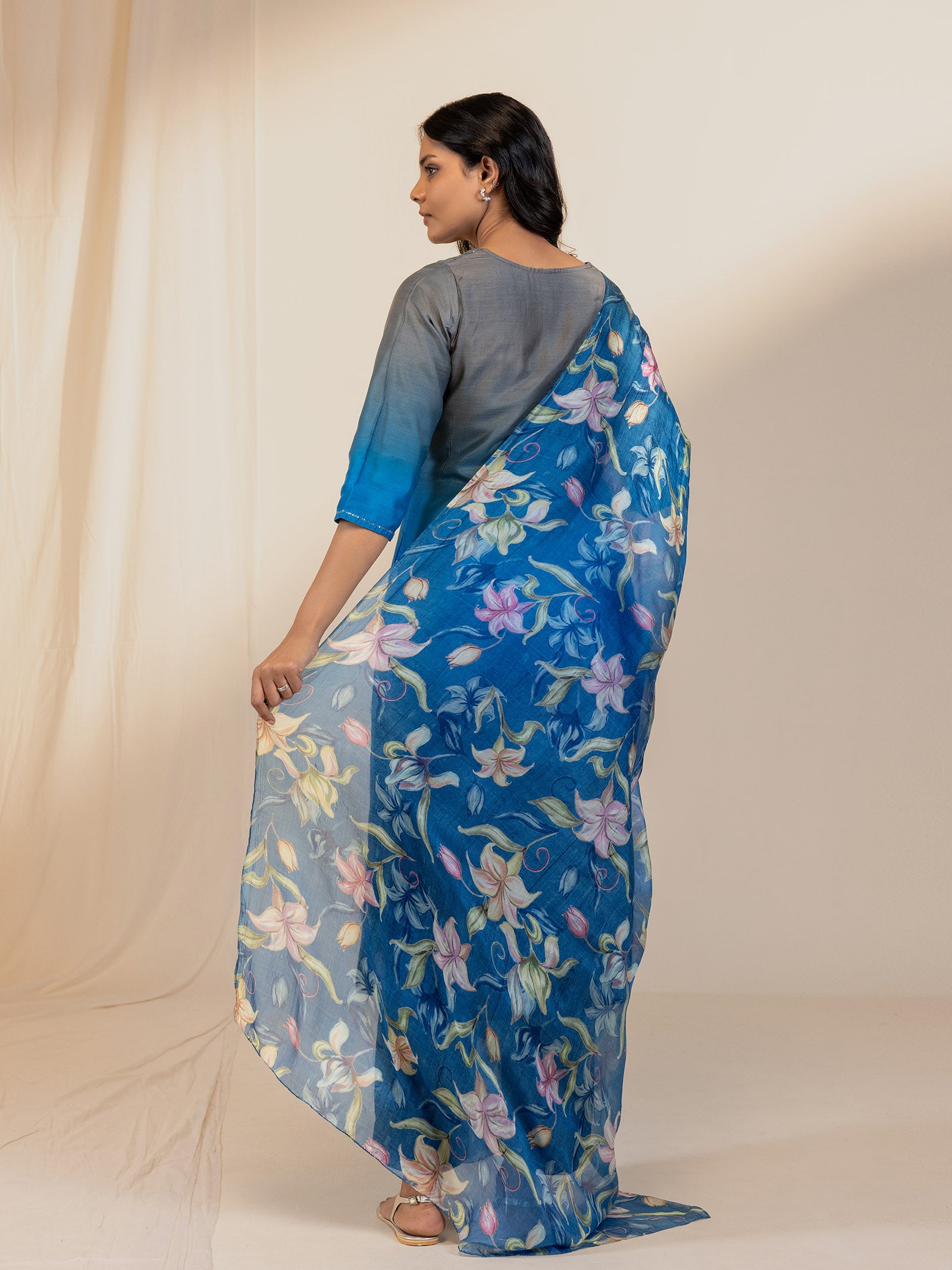 Ombre Blue Organza Dupatta