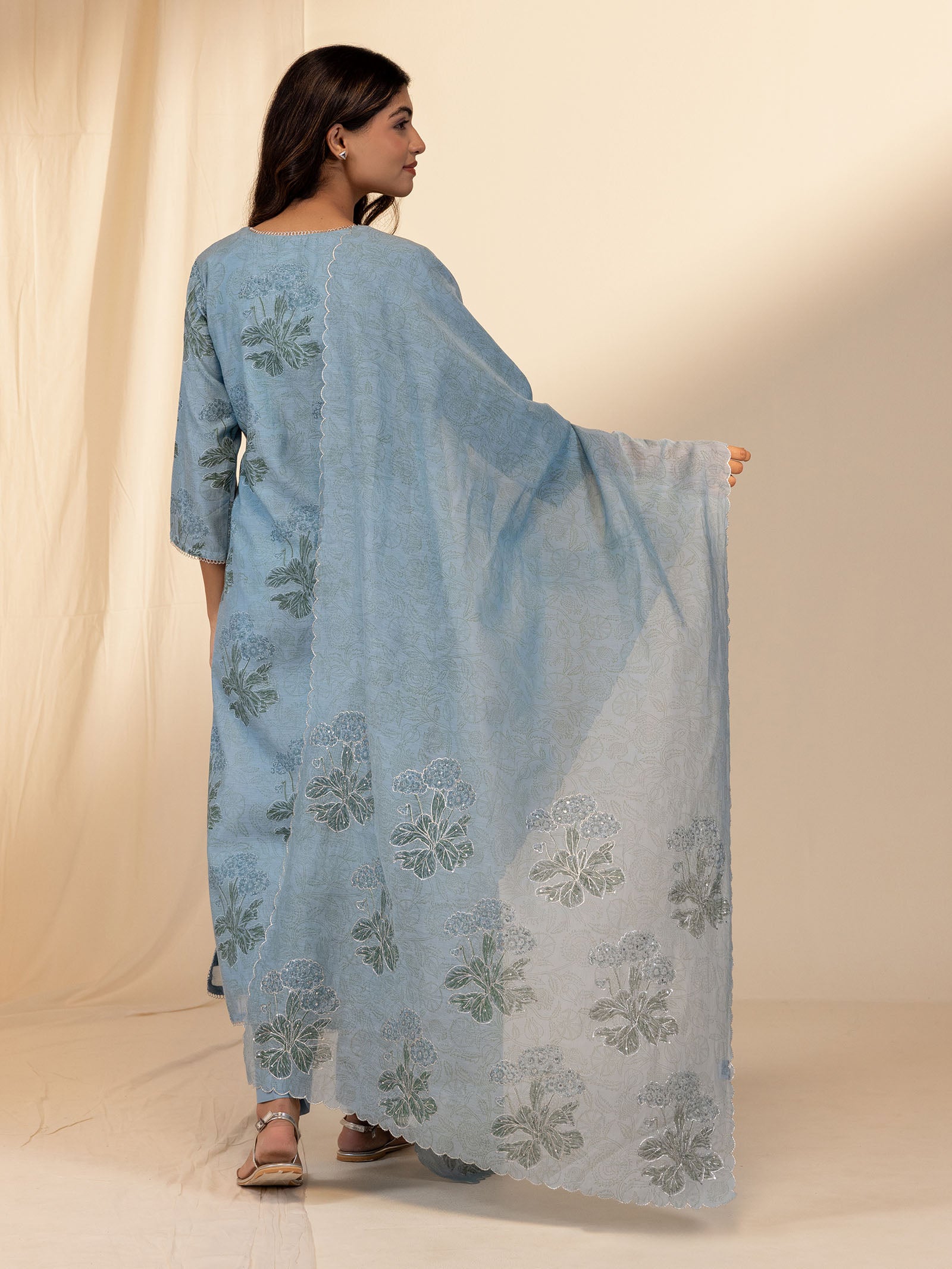 Silver Smith Blue Chanderi Dupatta