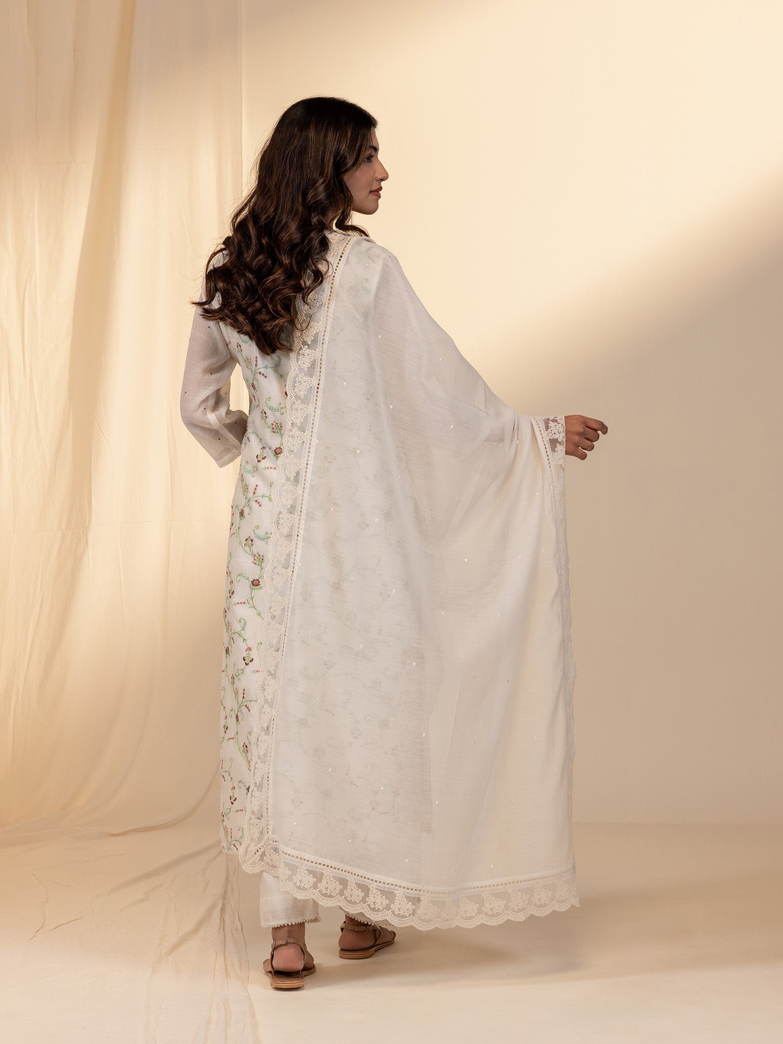 Skin Tones Ivory Chanderi Dupatta