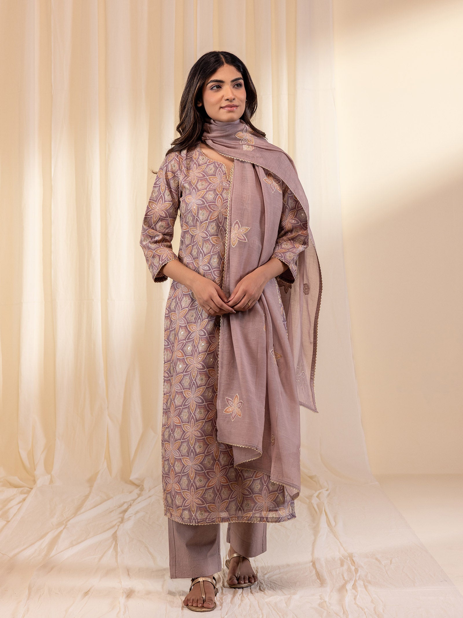 Celebration Mauve Chanderi Dupatta