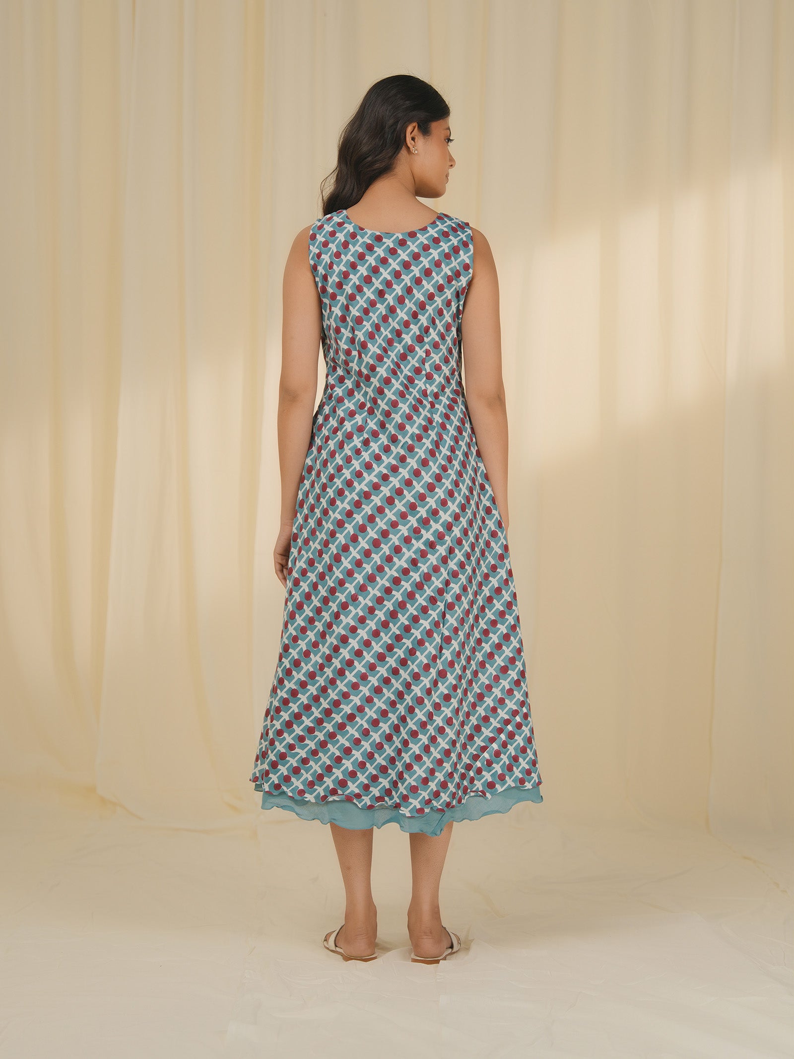 Teal Printed Cotton Dress