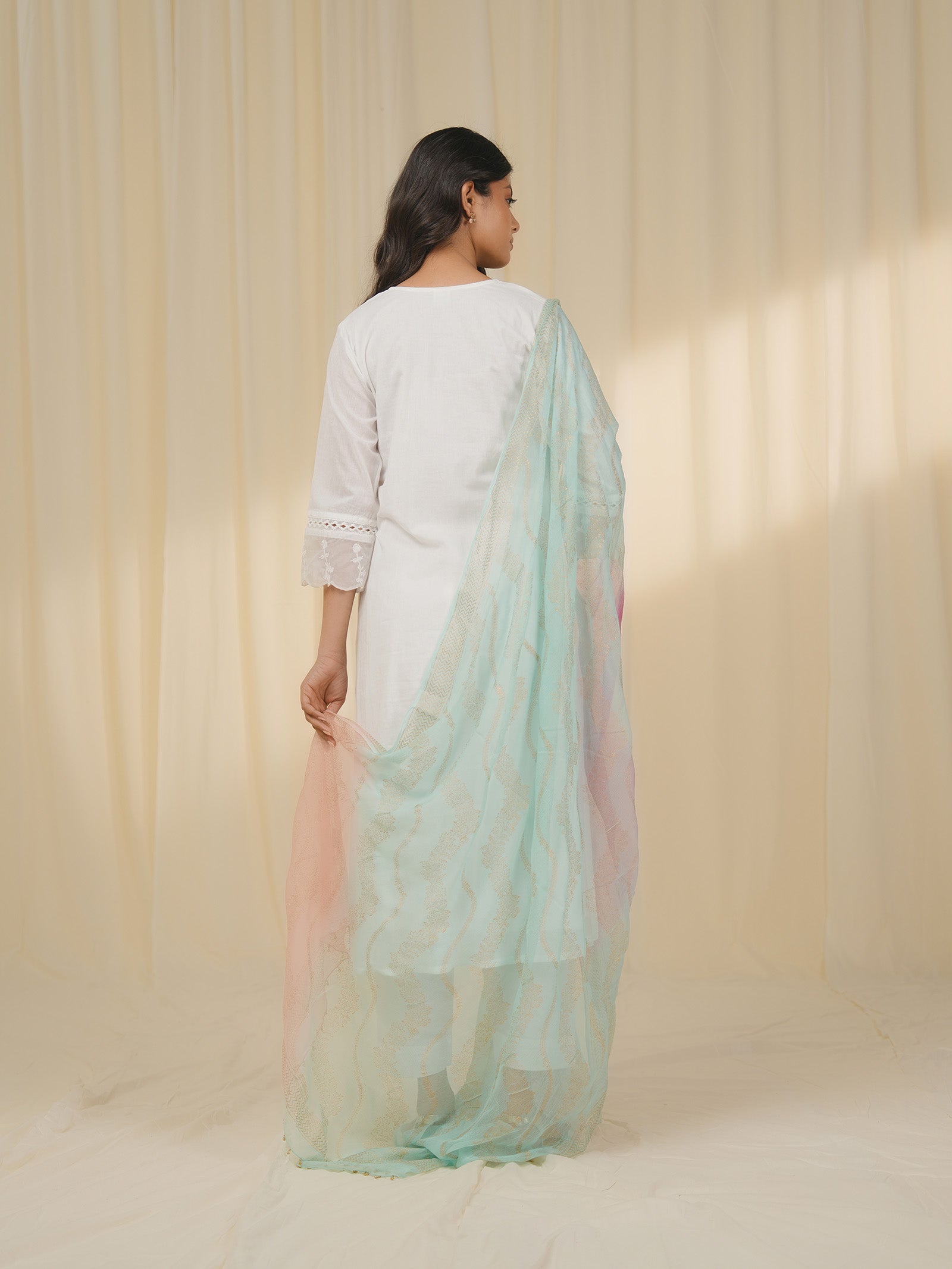 Holi Hai Sea Green Chiffon Dupatta