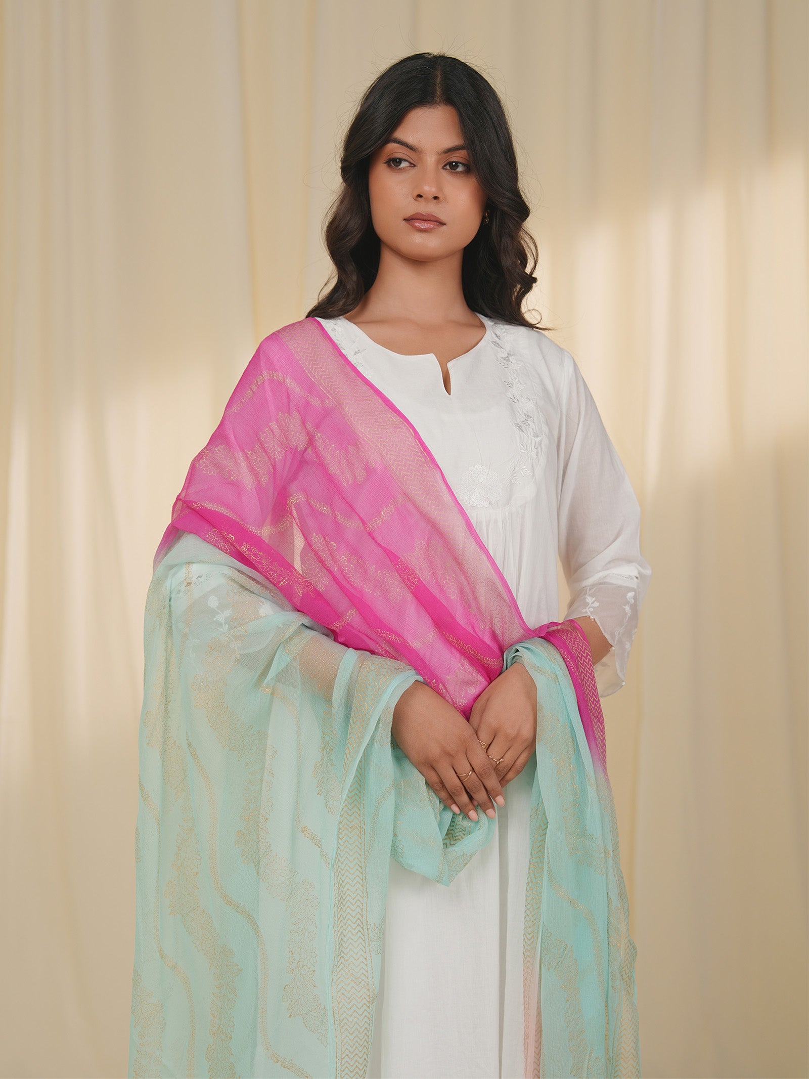 Holi Hai Sea Green Chiffon Dupatta