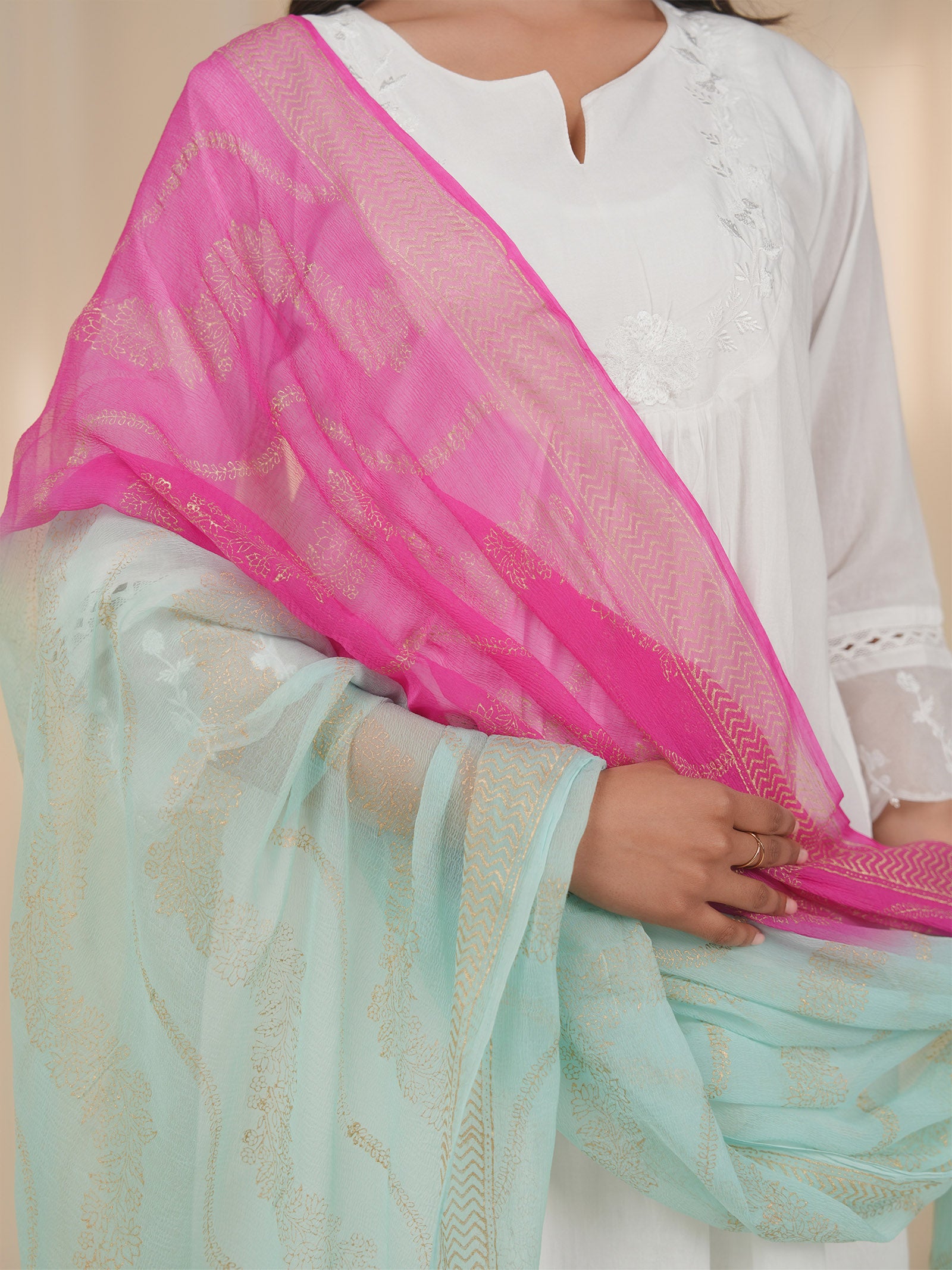 Holi Hai Sea Green Chiffon Dupatta