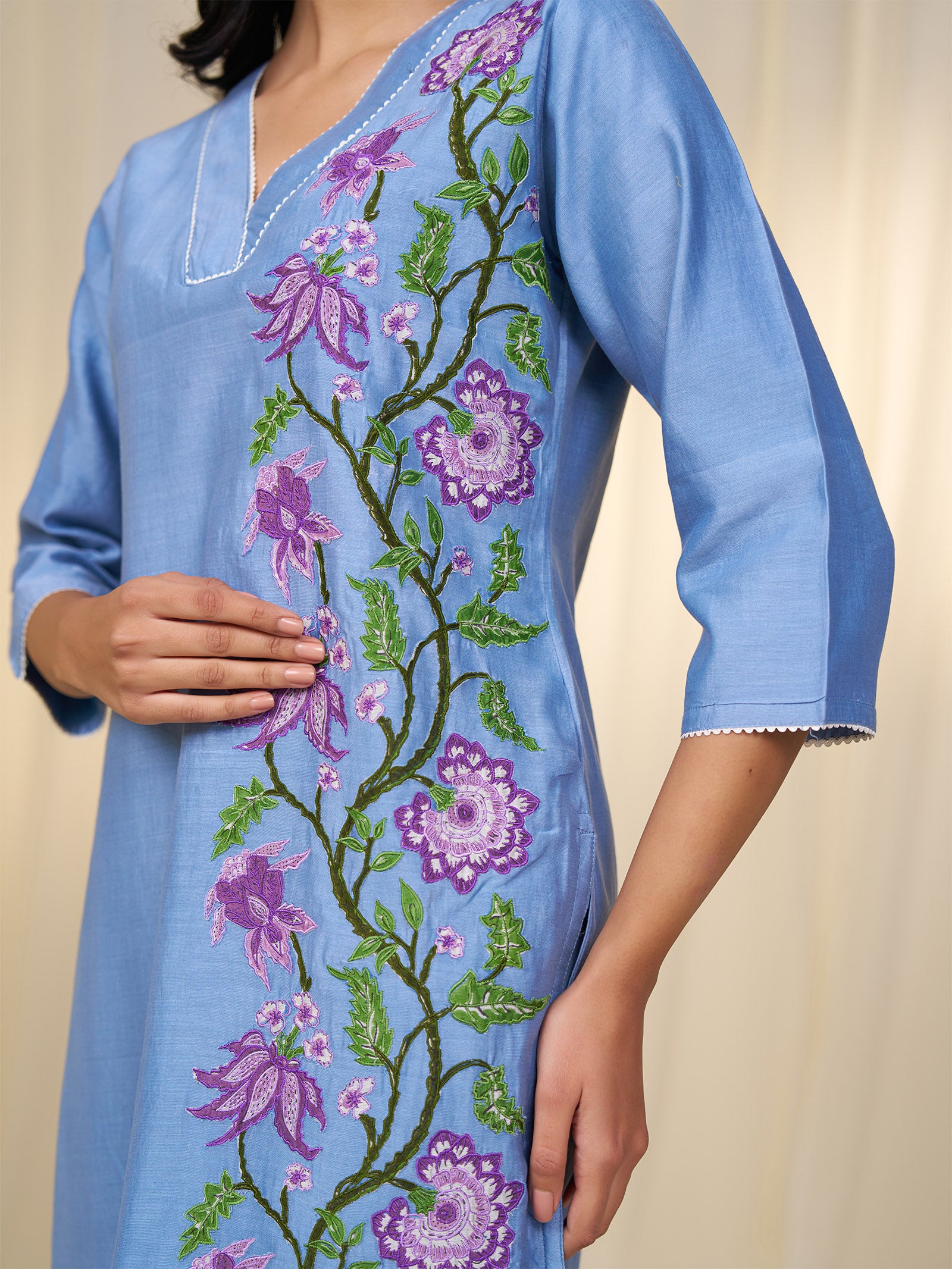 Nilgiri Chanderi Kurta