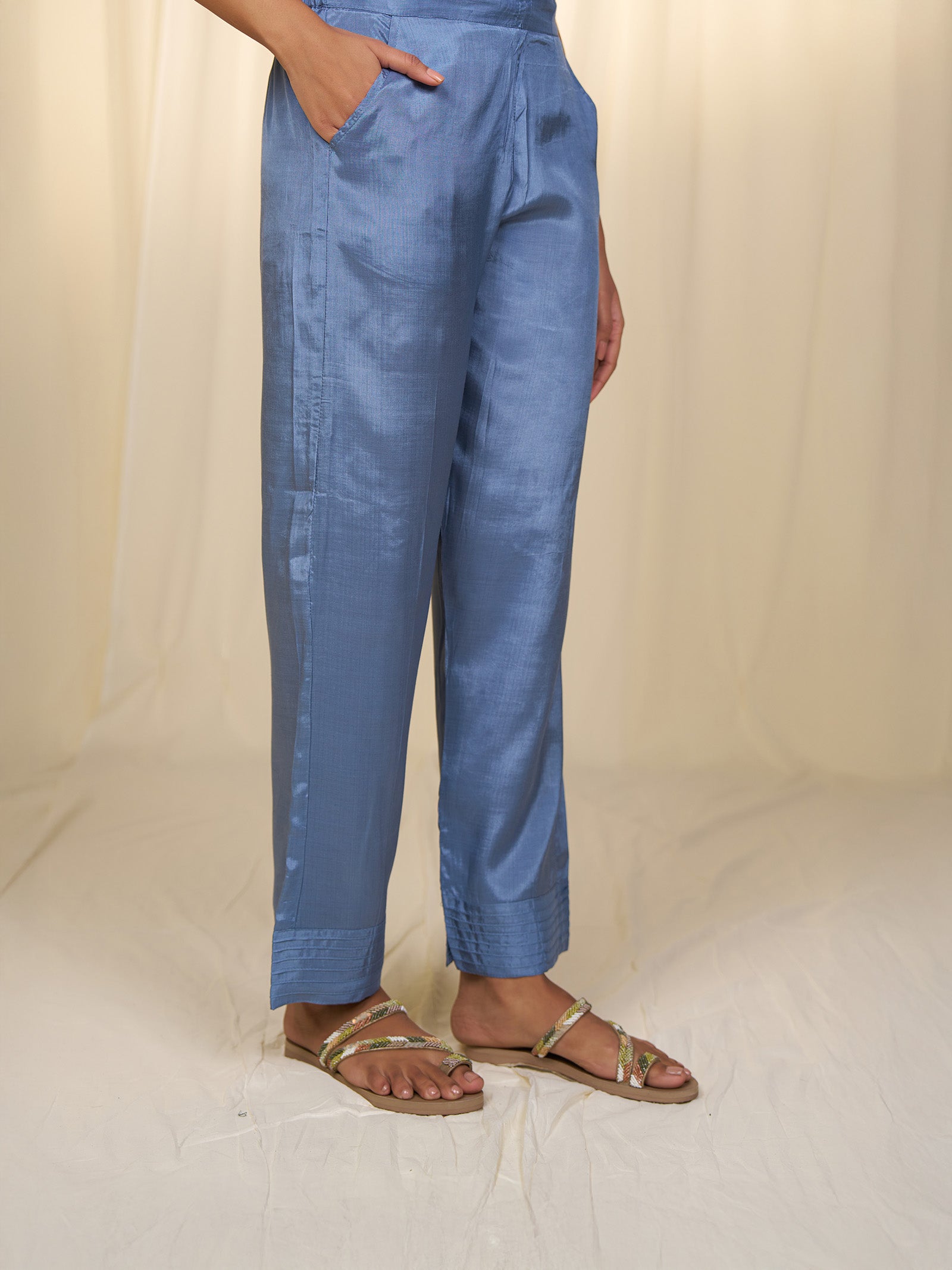Neel Tara Bamboo Silk Straight Pants