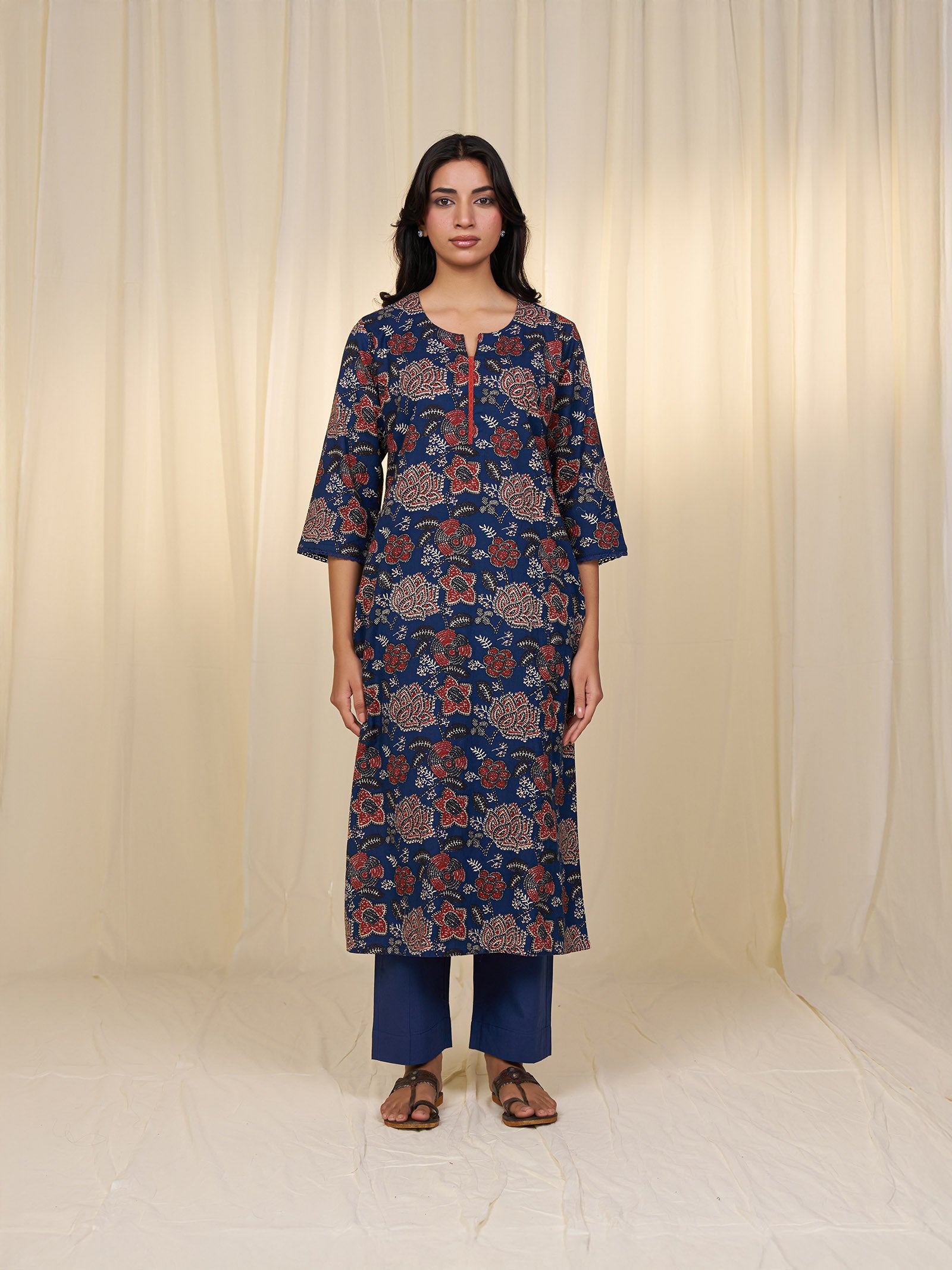 Rust Bloom Twill Kurta