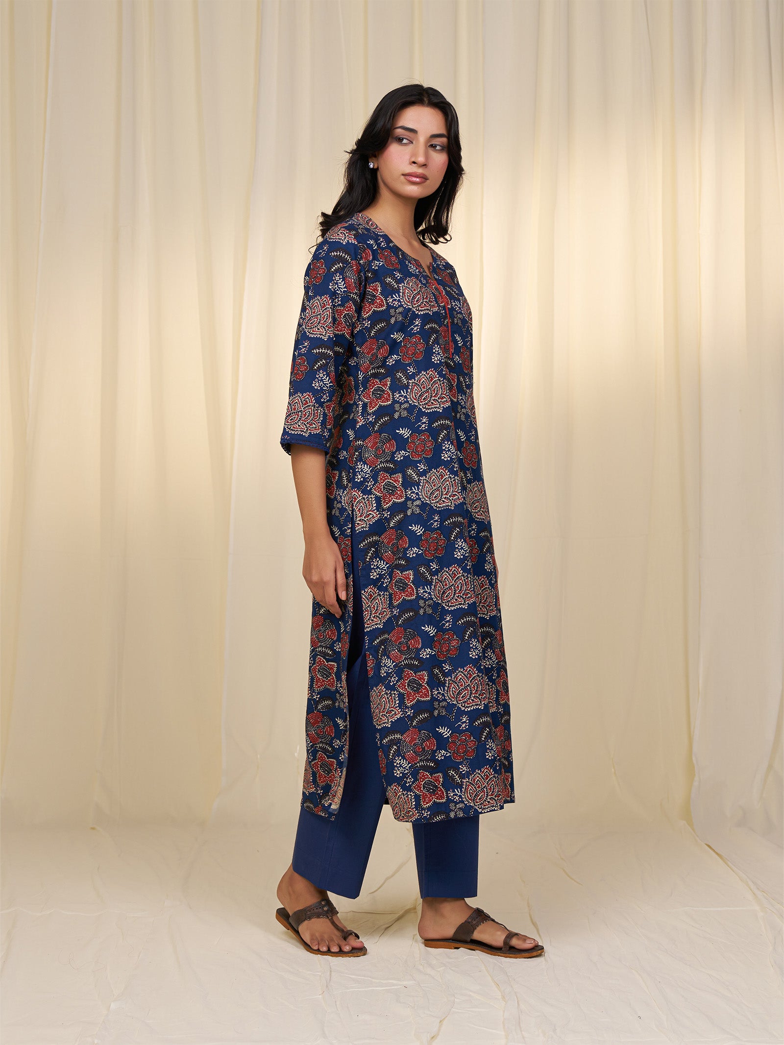 Rust Bloom Twill Kurta