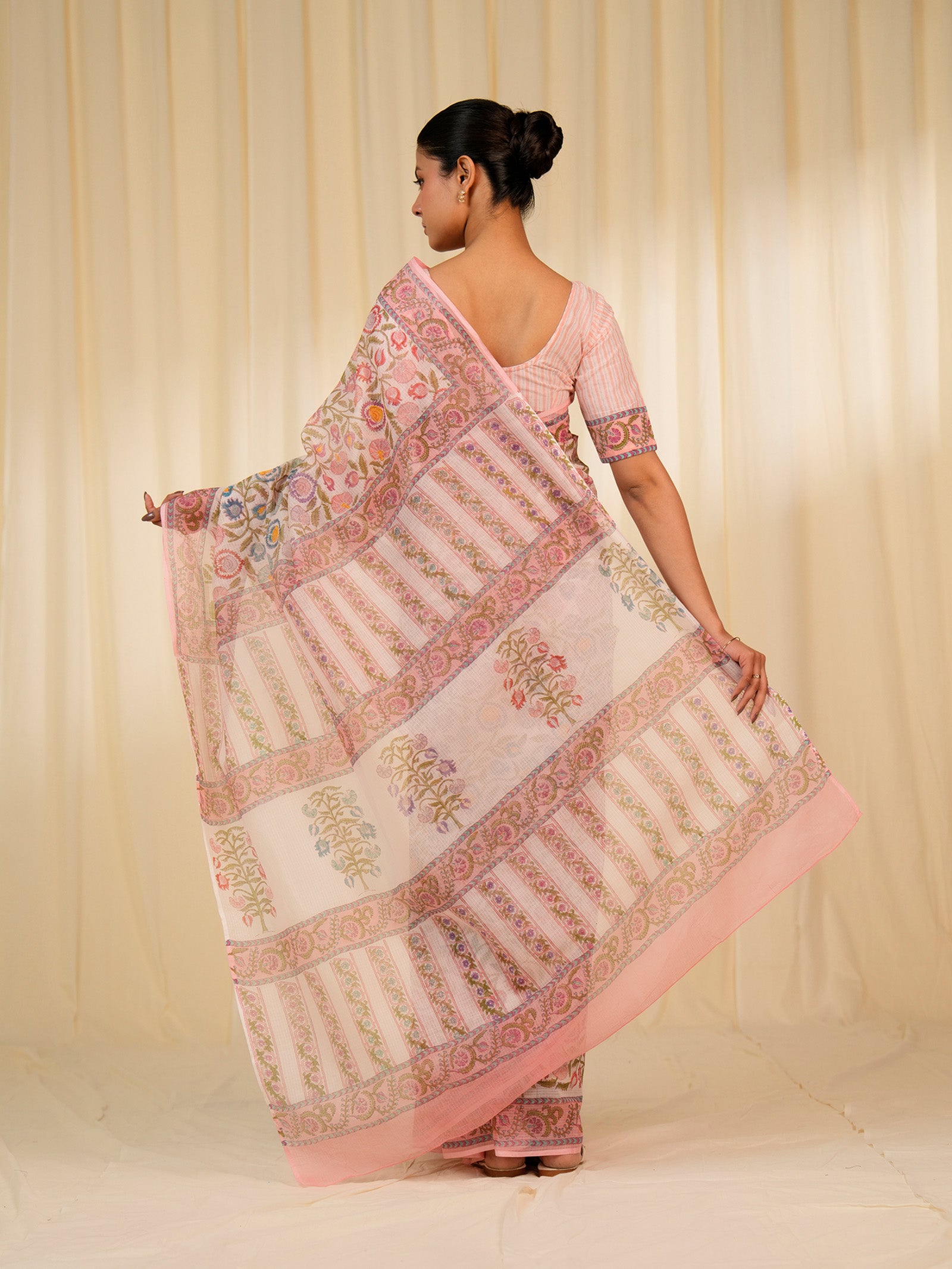 Rainbow Petunia Peach Kota Saree