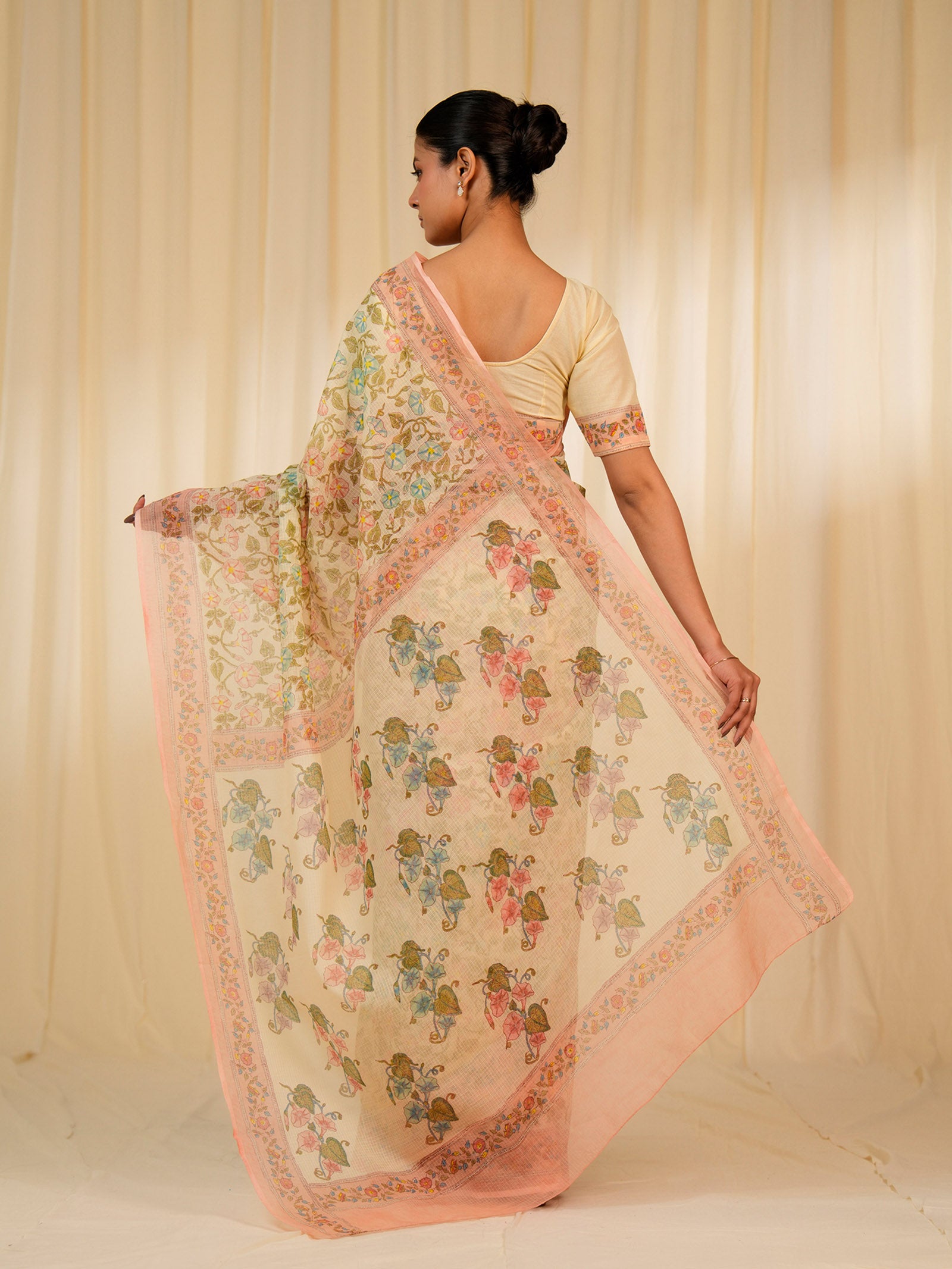 Rainbow Petunia Yellow Kota Saree