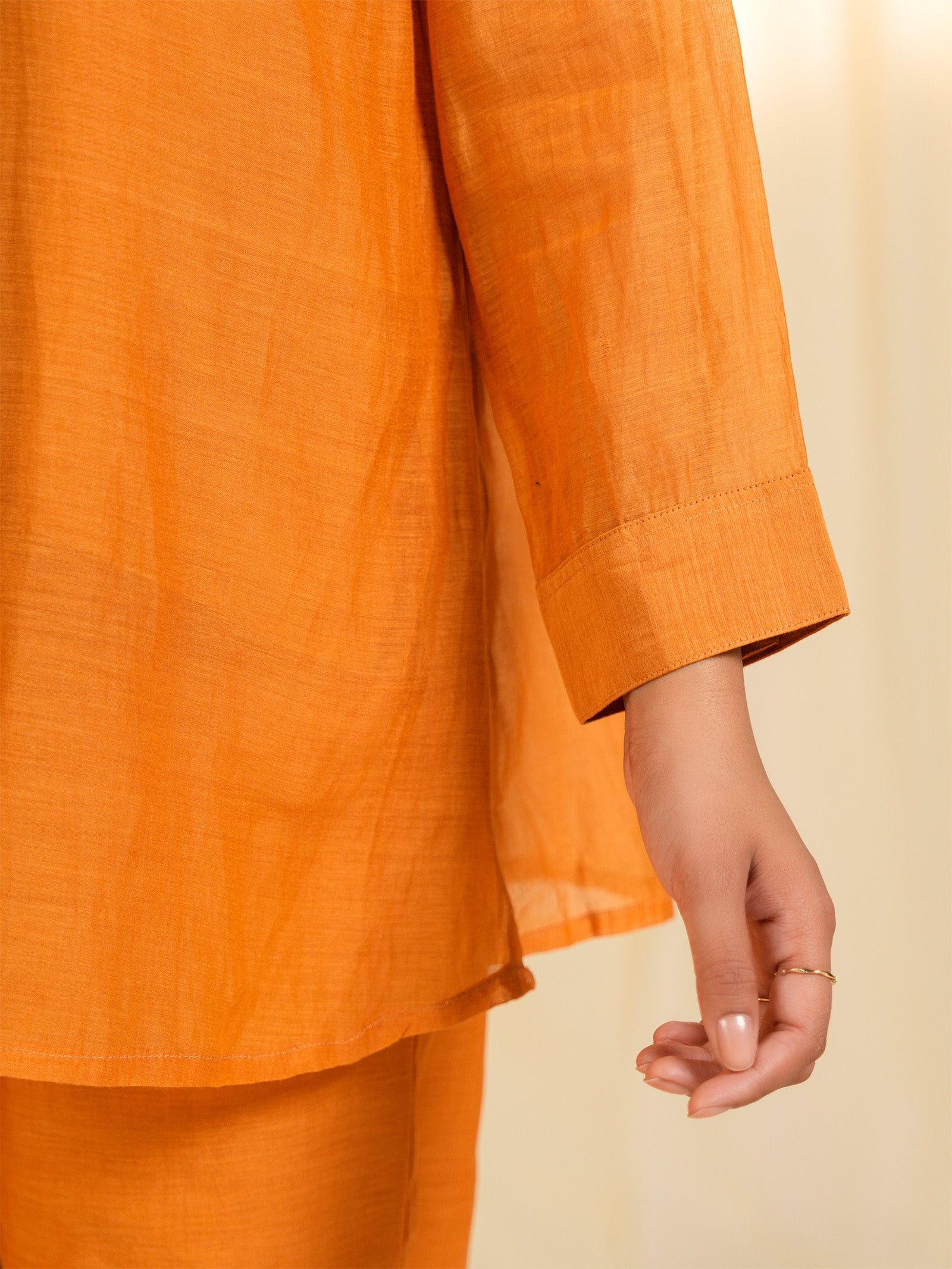 Burnt Gold Chanderi Shirt (Set Of 2)
