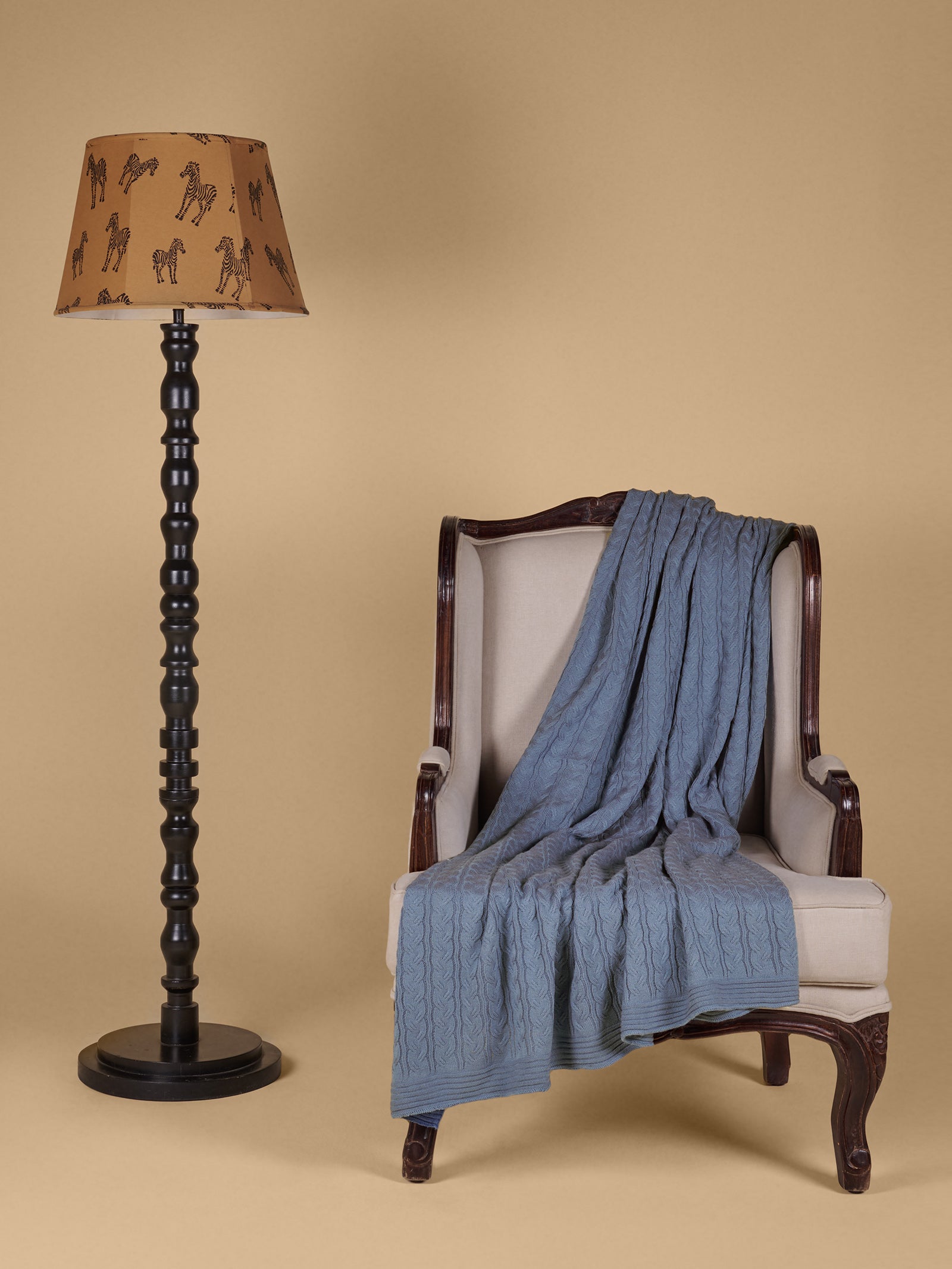 Woolen Knitted Slate Sky Blanket