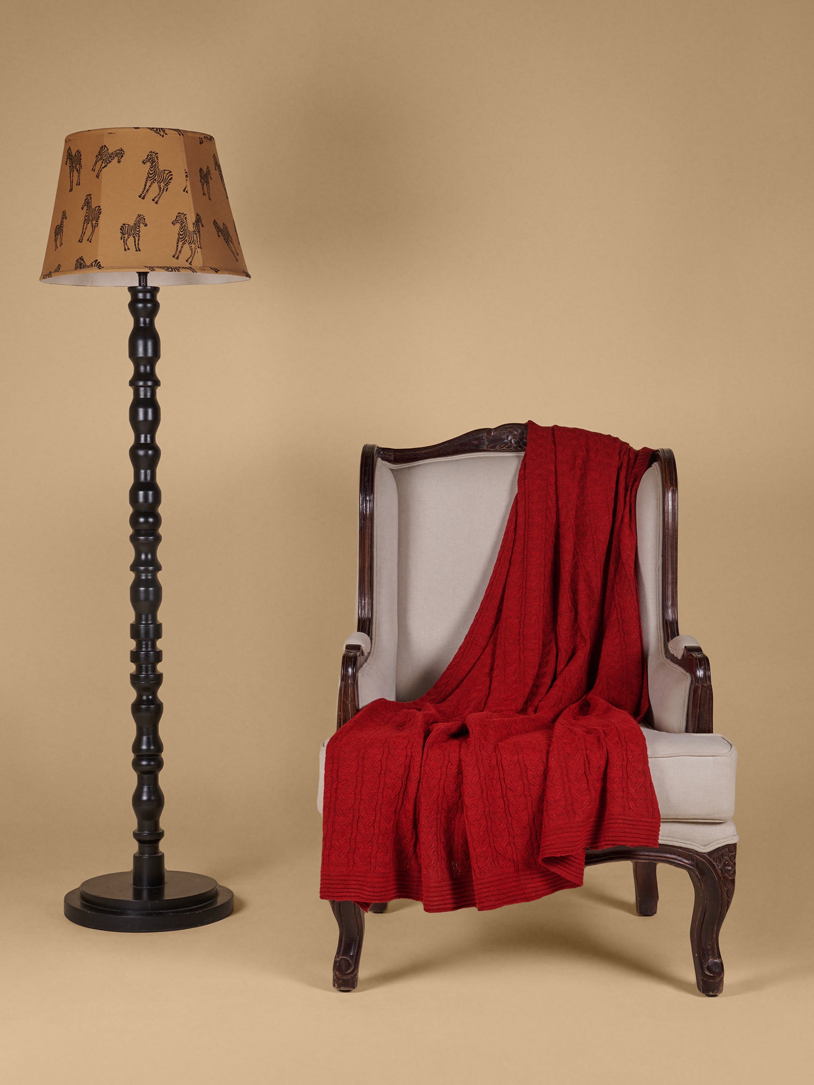 Woolen Knitted Ruby Woo Blanket