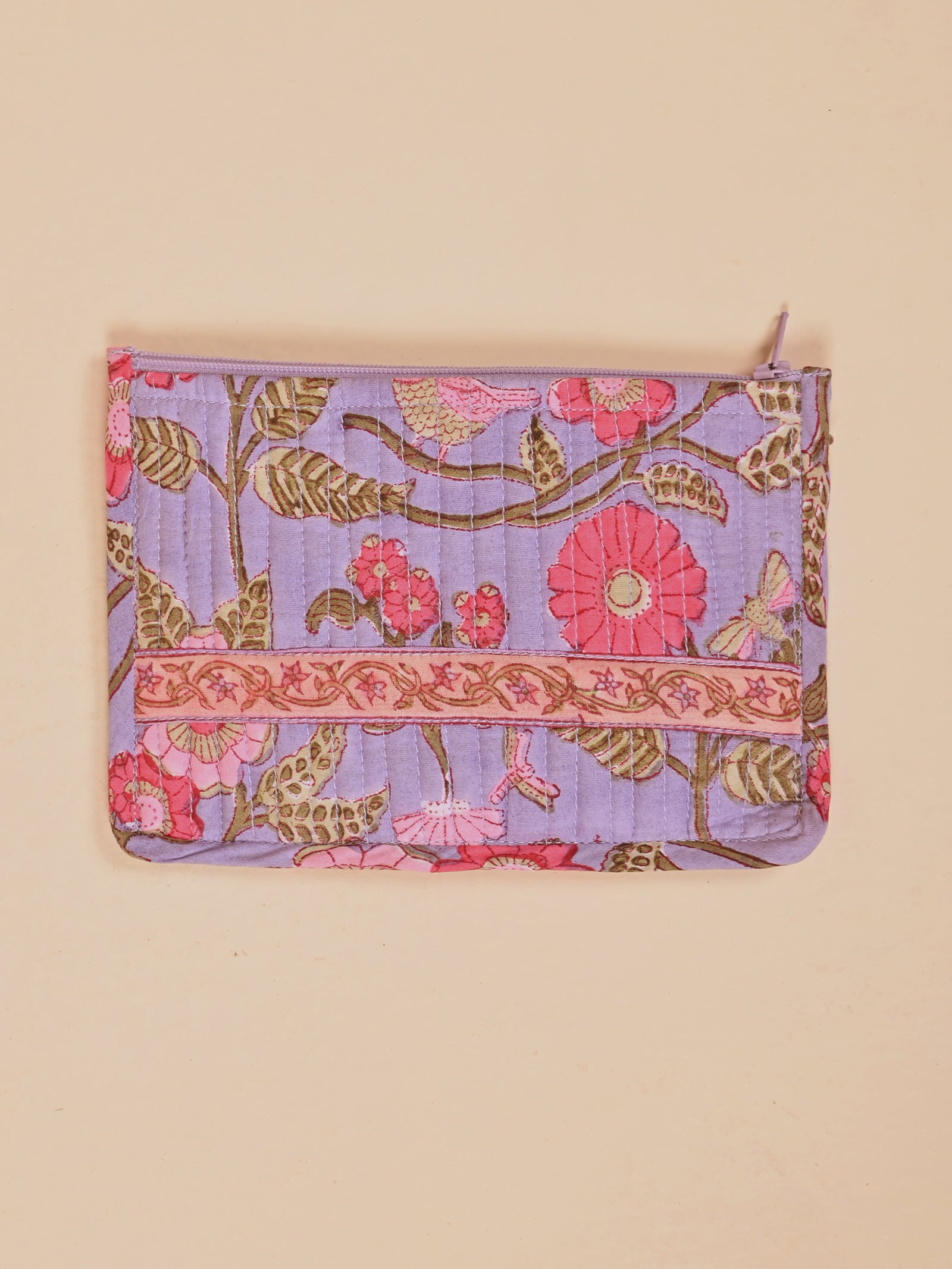 Daisy Quilted Makeup Pouch With Mirror