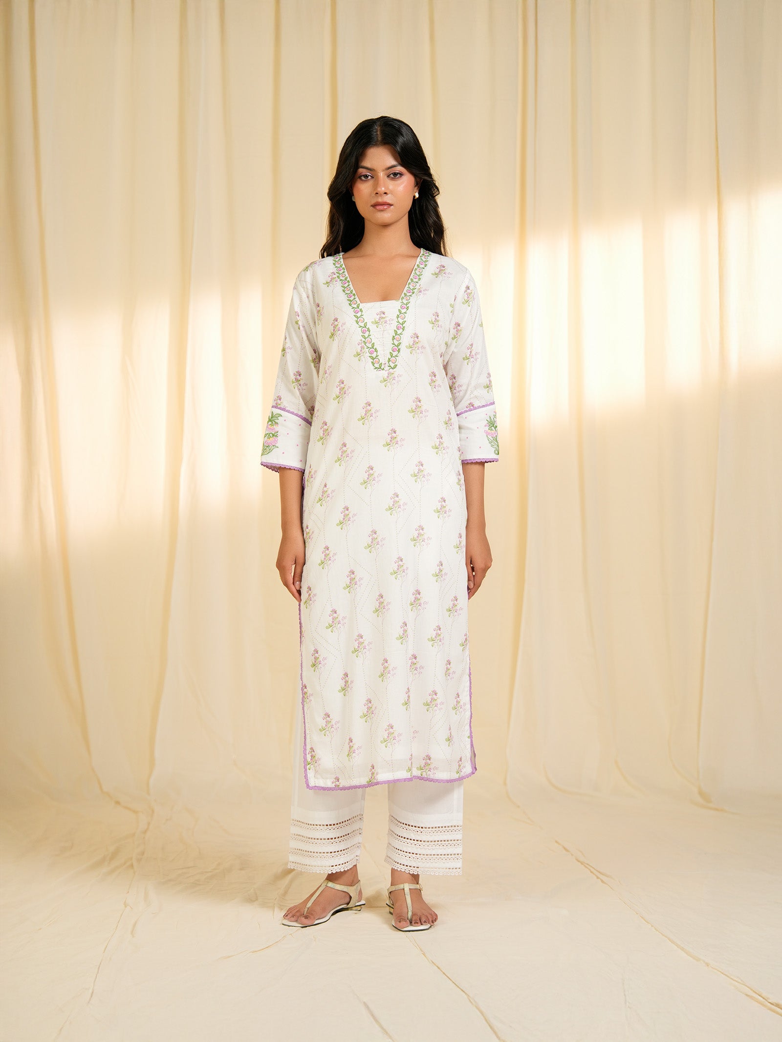 Dorothy Lavender Voile Kurta