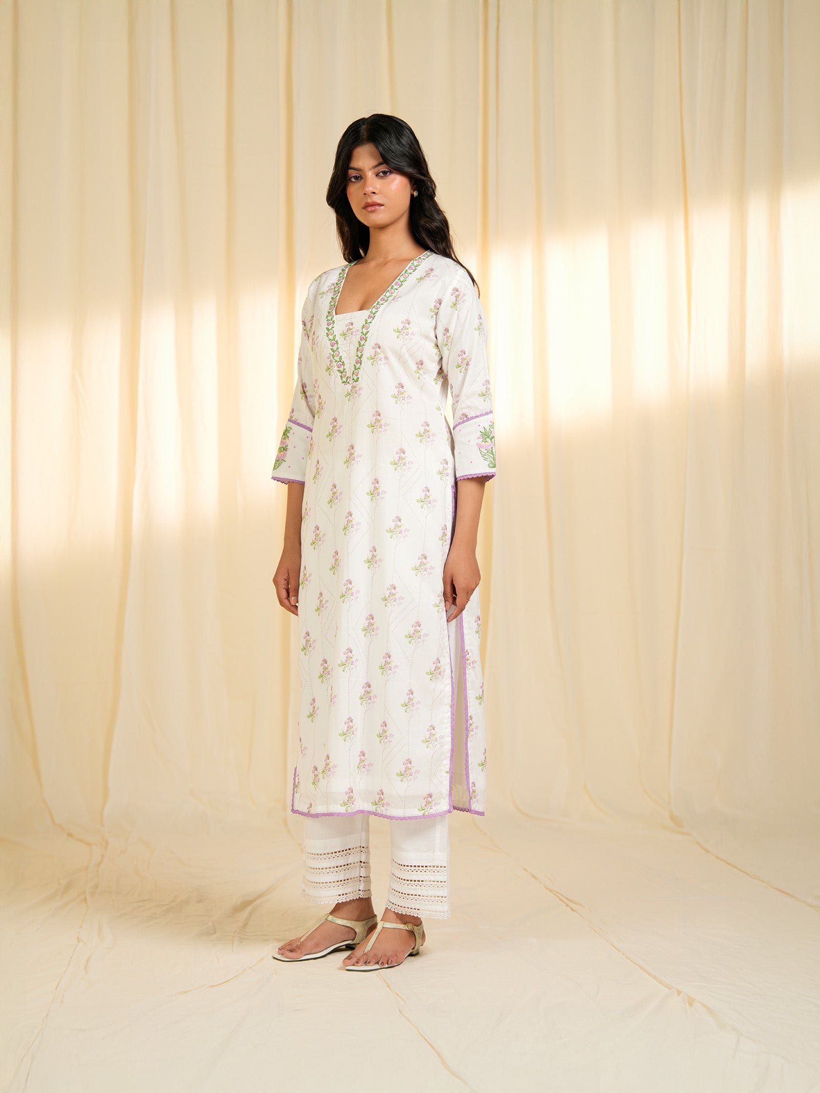 Dorothy Lavender Voile Kurta