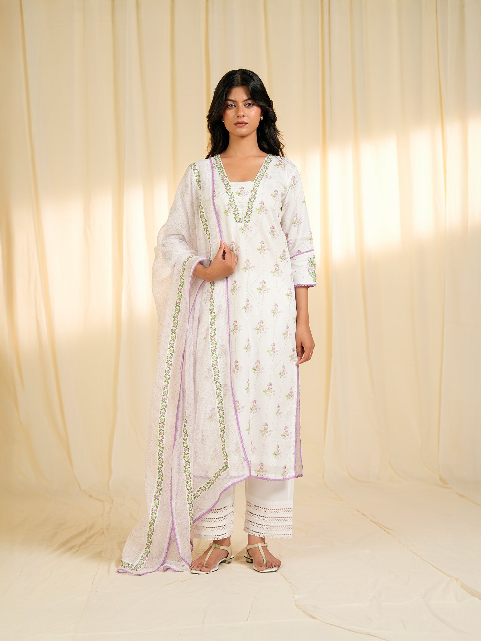 Dorothy Lavender Voile Kurta