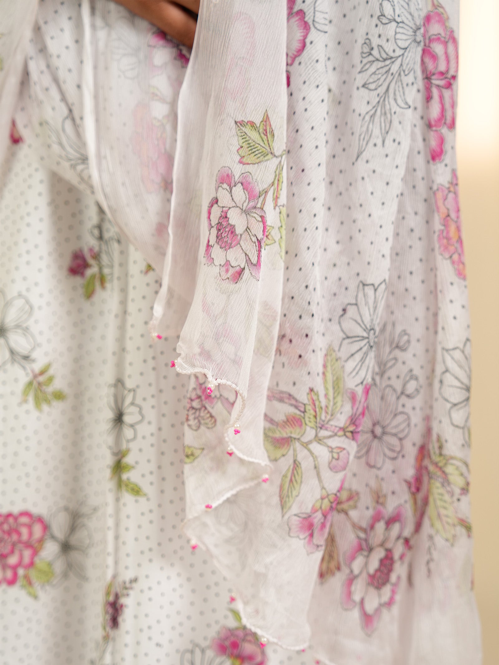 Dorothy Pink Valley Chiffon Dupatta