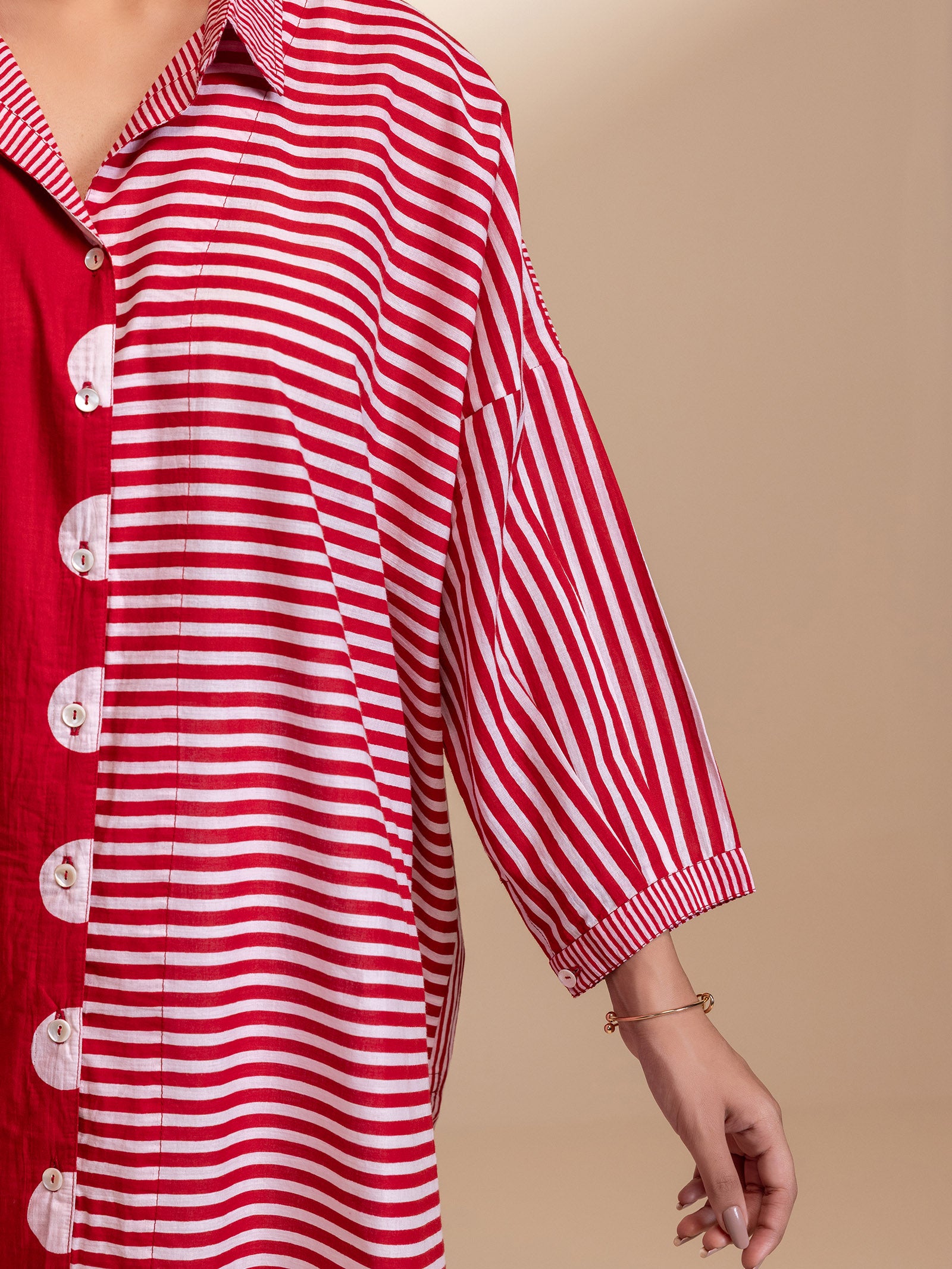 Dot Dot Dash - Madras Red Cotton Shirt