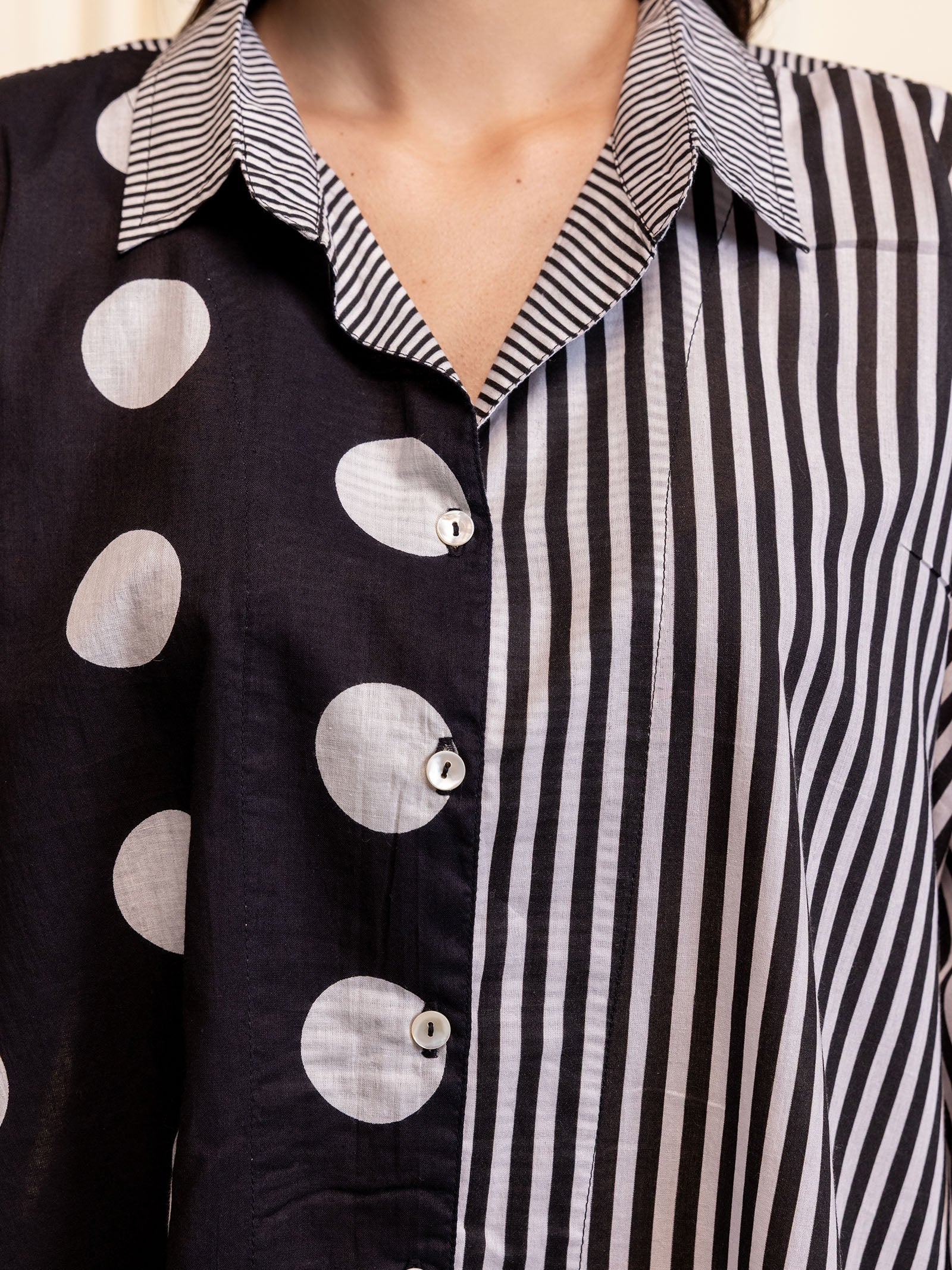 Dot Dot Dash - Madras Black Cotton Shirt