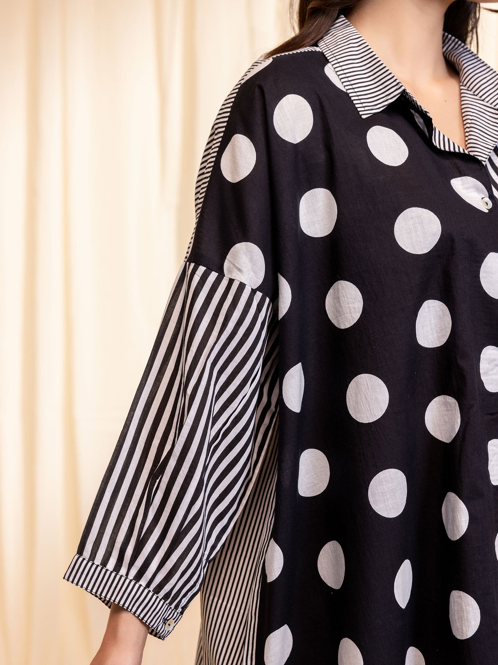 Dot Dot Dash - Madras Black Cotton Shirt