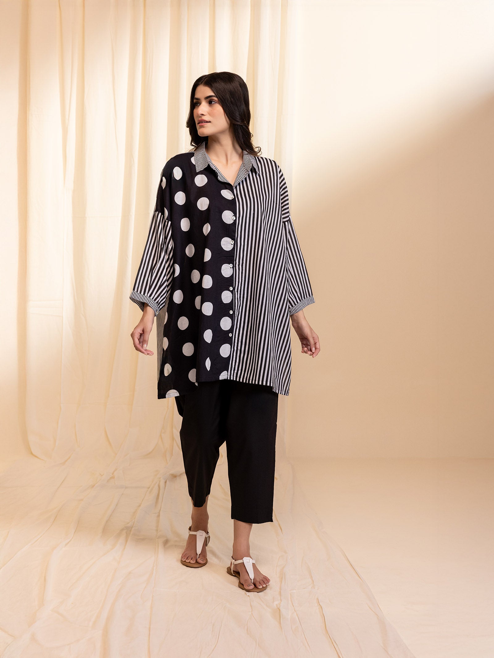 Dot Dot Dash - Madras Black Cotton Shirt